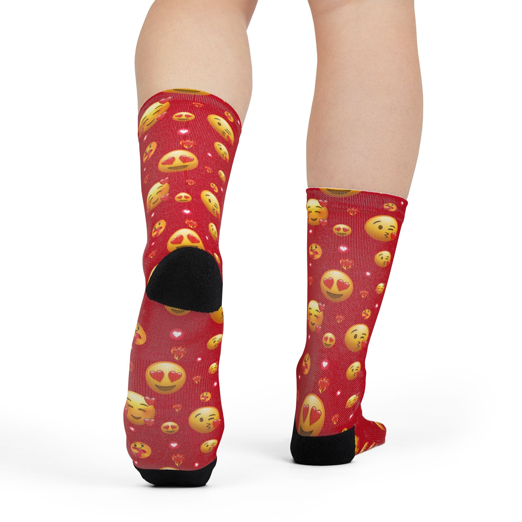Heart Eyes Emoji Valentines Day Socks (red) | Valentines Crew Socks | Emoji Socks