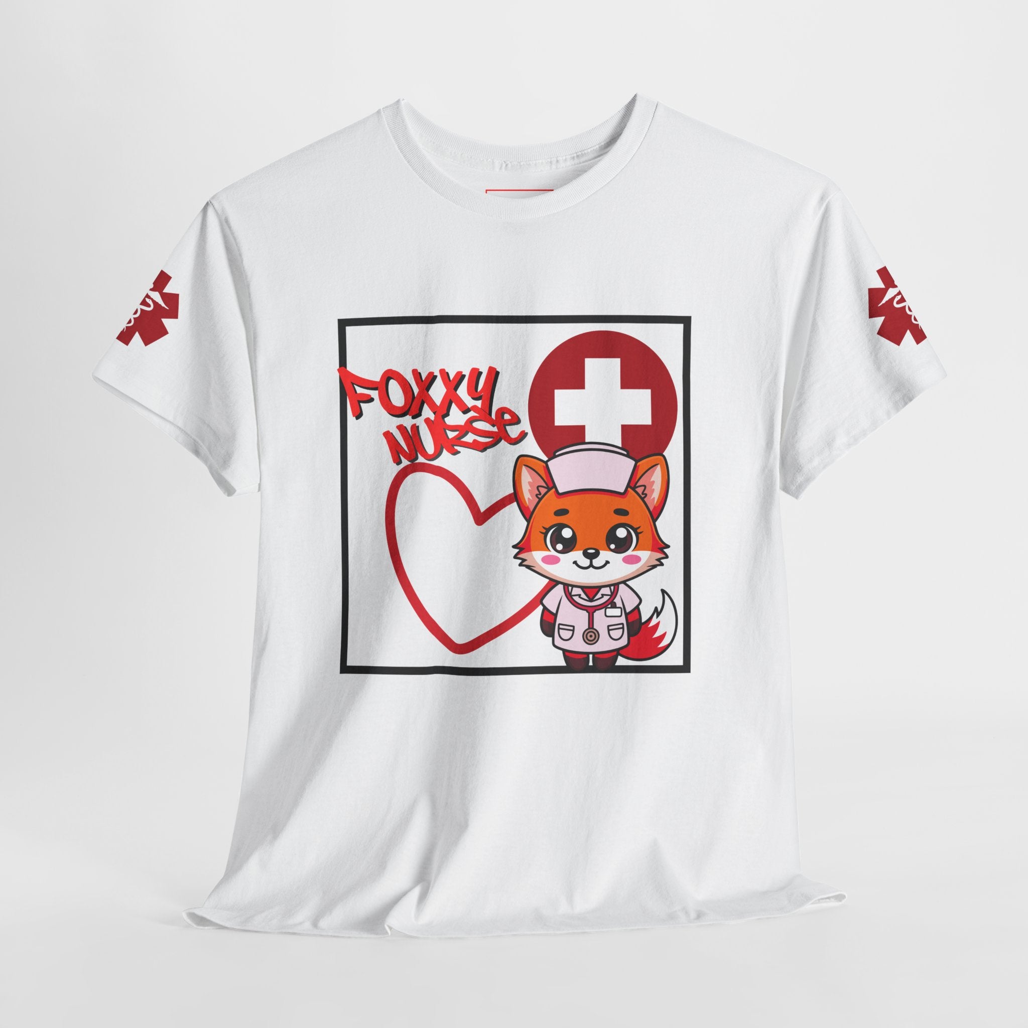 Foxxy Nurse Medical T‑Shirt(Red)|Cute Medical for Nurses & Healthcare Staff| Cute Nursing Tee |