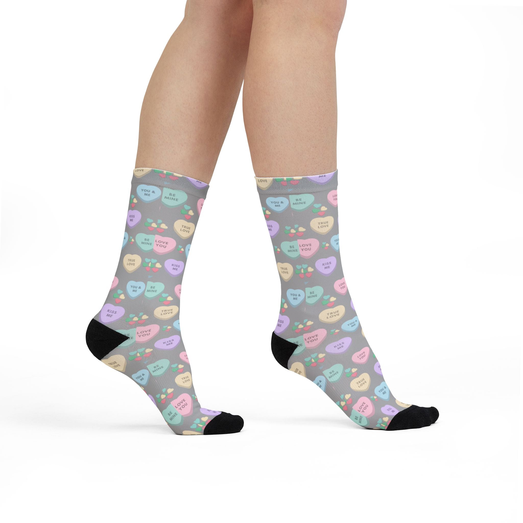 Candy Kisses Valentines Day Crew Socks | Heart Socks | Candy Socks |