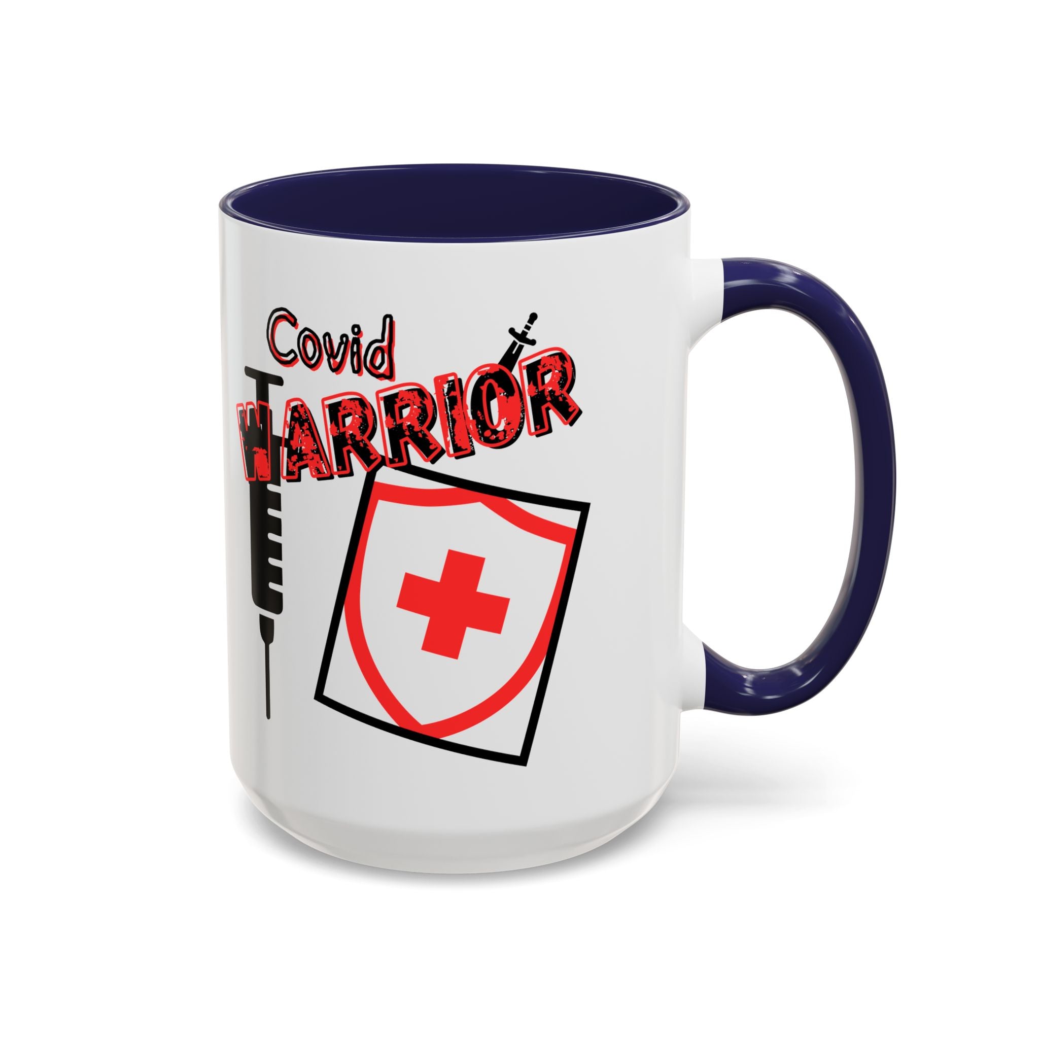 COVID Warrior Coffee Mug(Red|Black) | Vaccine Shield Accent Mug 11/15oz| Medical Staff Work Mug |