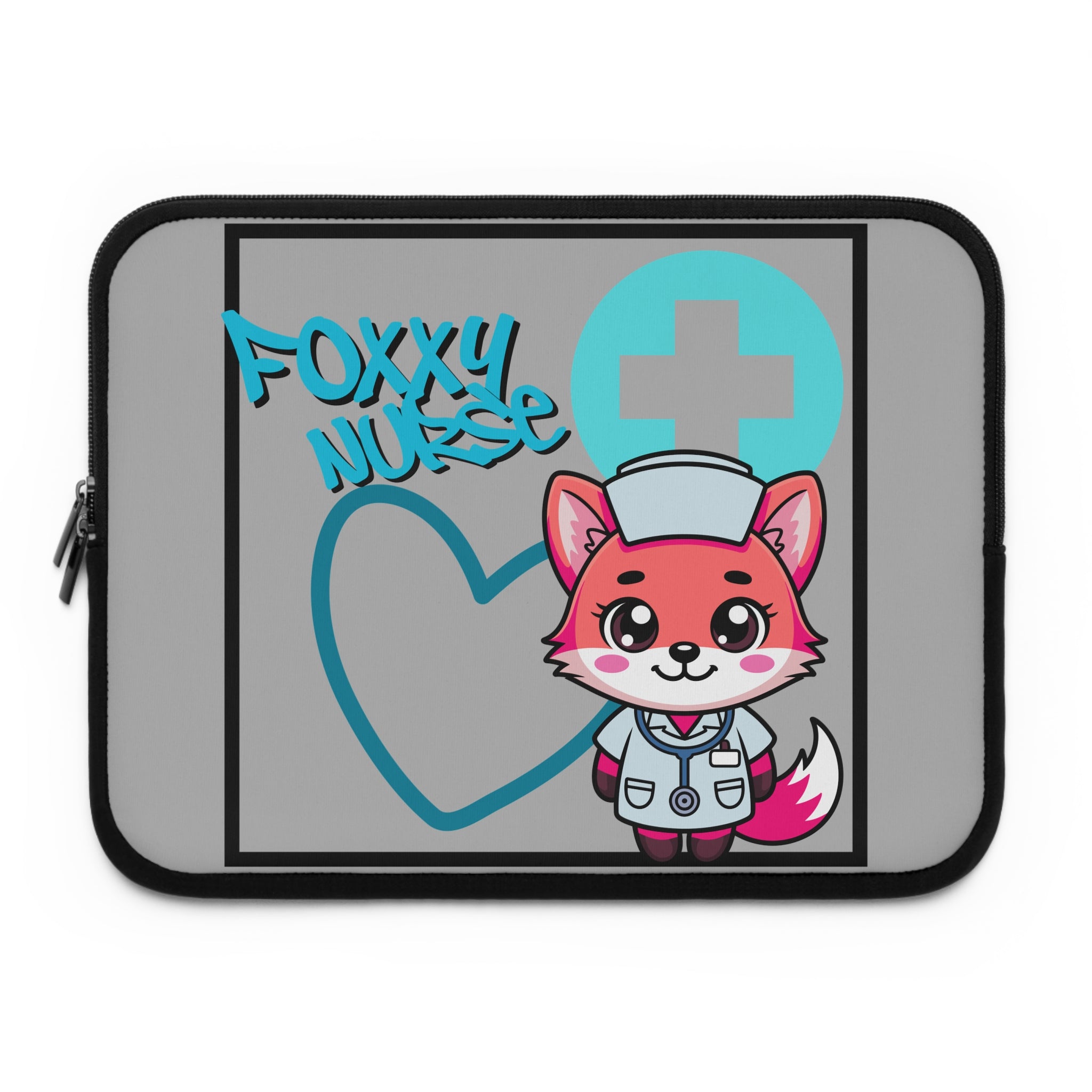 Foxxy Nurse Laptop Sleeve(Light Blue|Grey|)|Laptop/Tablet Case for Nurses & Doctors| Tablet Sleeve For Medical Workers |Medical Symbol Protective Case for Nurses & EMTs