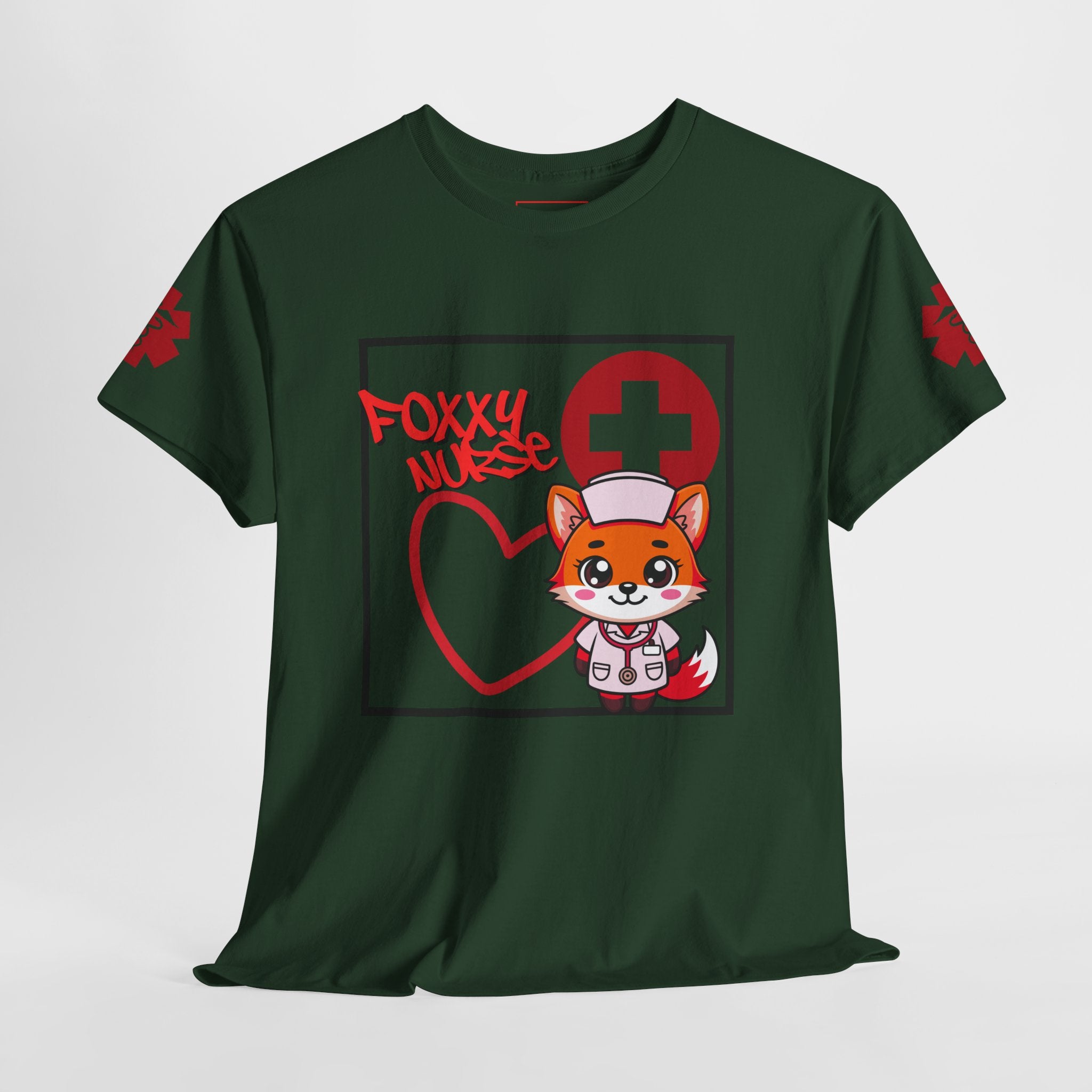 Foxxy Nurse Medical T‑Shirt(Red)|Cute Medical for Nurses & Healthcare Staff| Cute Nursing Tee |
