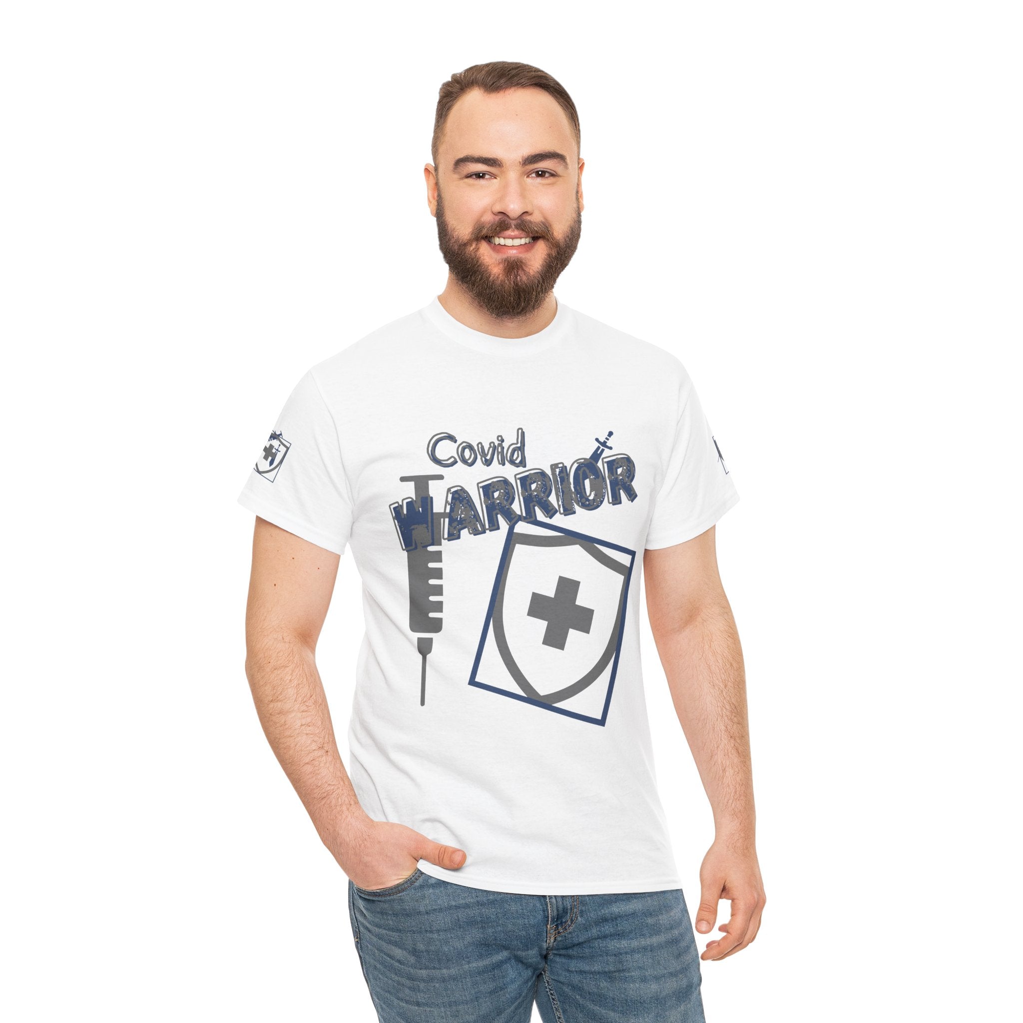 COVID Warrior Nurse & EMS T-Shirt(Blue|Grey) | Medical Staff Tribute Tee | EMS Casual Tee |