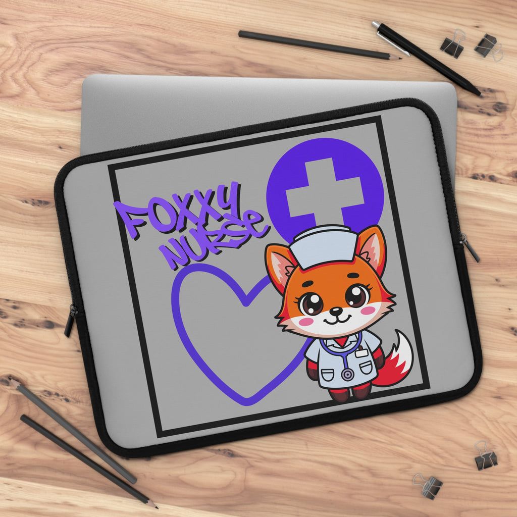 Foxxy Nurse Laptop Sleeve(Purple|Grey|)|Laptop/Tablet Case for Nurses & Doctors| Tablet Sleeve For Medical Workers |Medical Symbol Protective Case for Nurses & EMTs