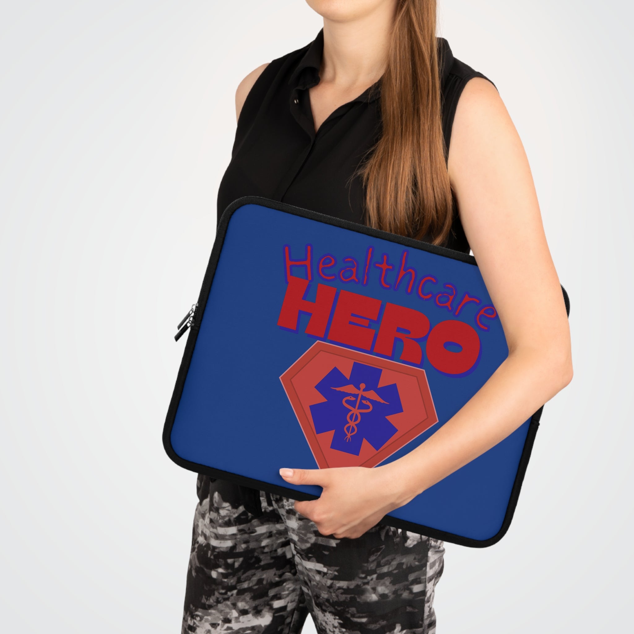 Healthcare Hero Laptop Sleeve(Red|Blue|Blue|)|Laptop/Tablet Case for Nurses & Doctors|Tablet Sleeve For Medical Workers |Medical Symbol Protective Case for Nurses & EMTs