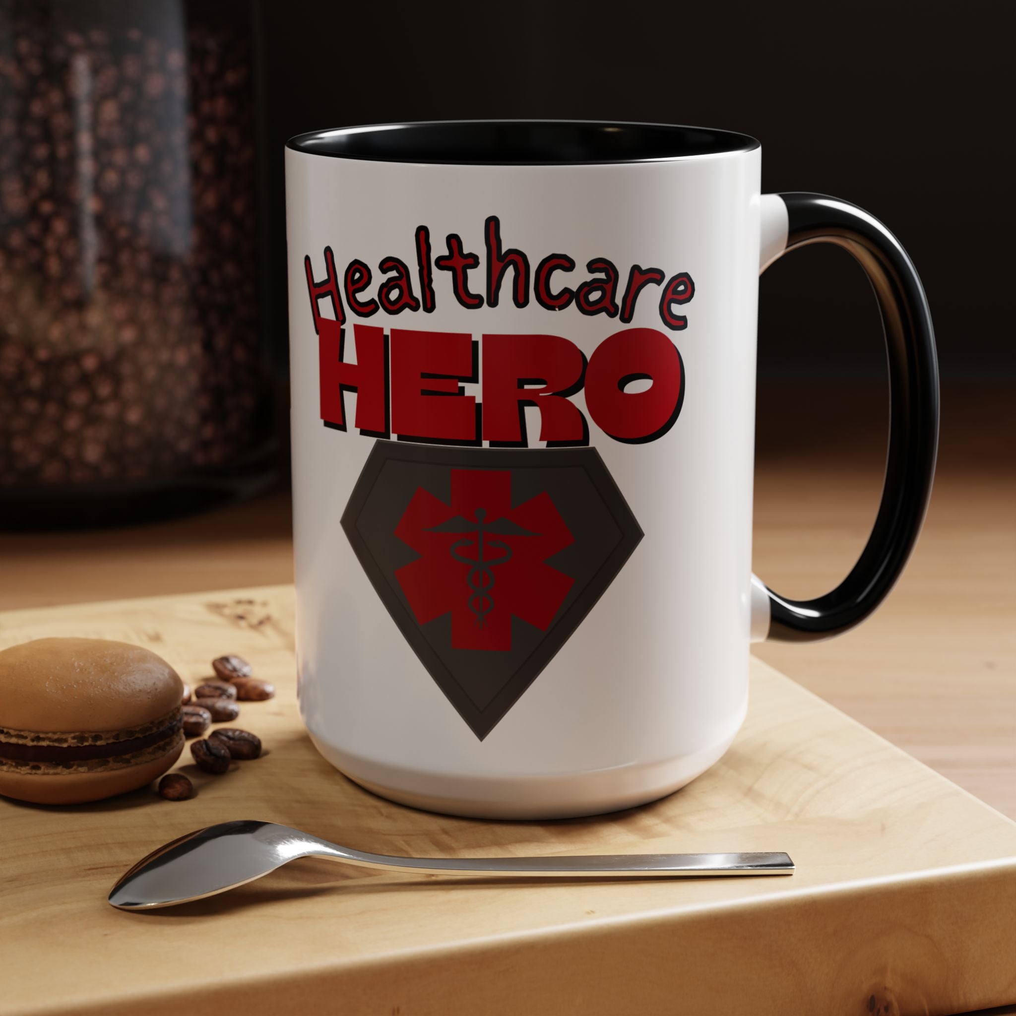 Healthcare Hero Accent Coffee Mug(Red|Black)| Work Mug For Medical Professionals| Work Mug For Healthcare Staff|
