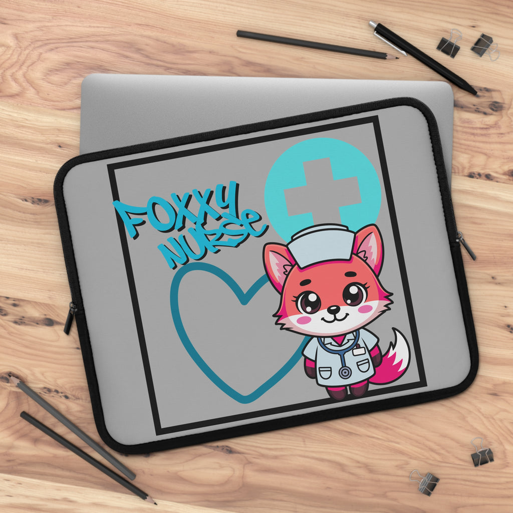 Foxxy Nurse Laptop Sleeve(Light Blue|Grey|)|Laptop/Tablet Case for Nurses & Doctors| Tablet Sleeve For Medical Workers |Medical Symbol Protective Case for Nurses & EMTs