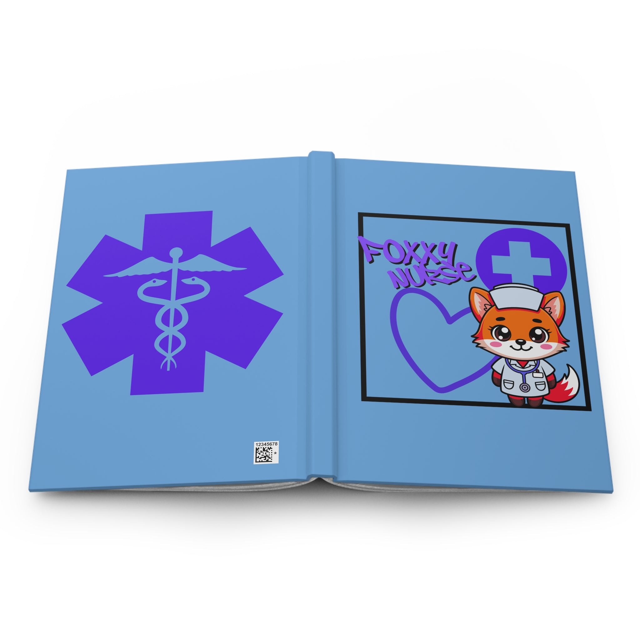 Foxxy Nurse Hardcover Journal(Purple|Light Blue)| Cute Nurse Fox Medical Notebook | Cute Medical Journal |