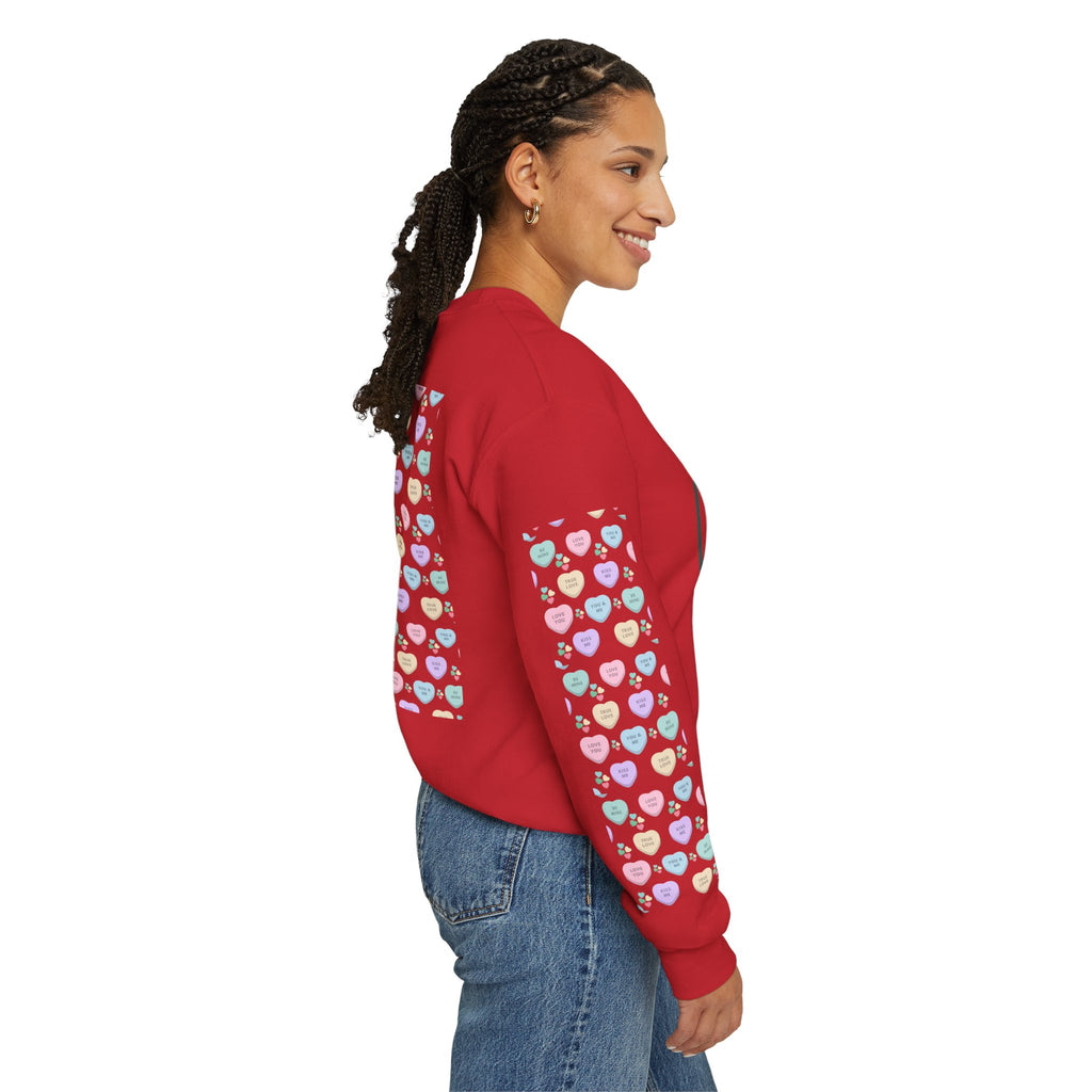 Candy Kisses Valentines Day Crewneck Sweatshirt | Heart Sweater | Candy Sweater |