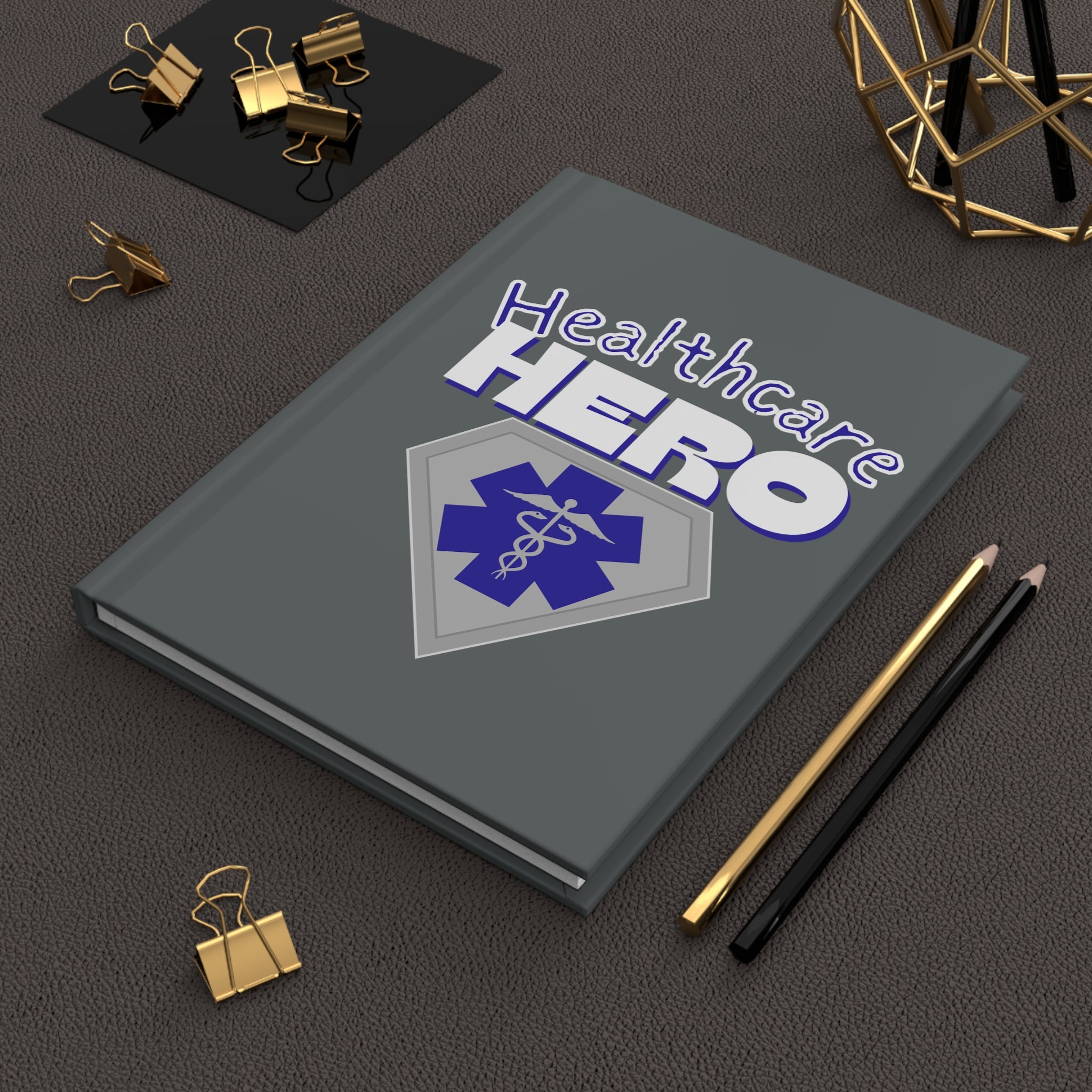 Healthcare Hero Hardcover Journal(Blue|White) | Medical Staff Notebook | Journal for Medical Workers |Medical EMT Nurse Doctor Gift