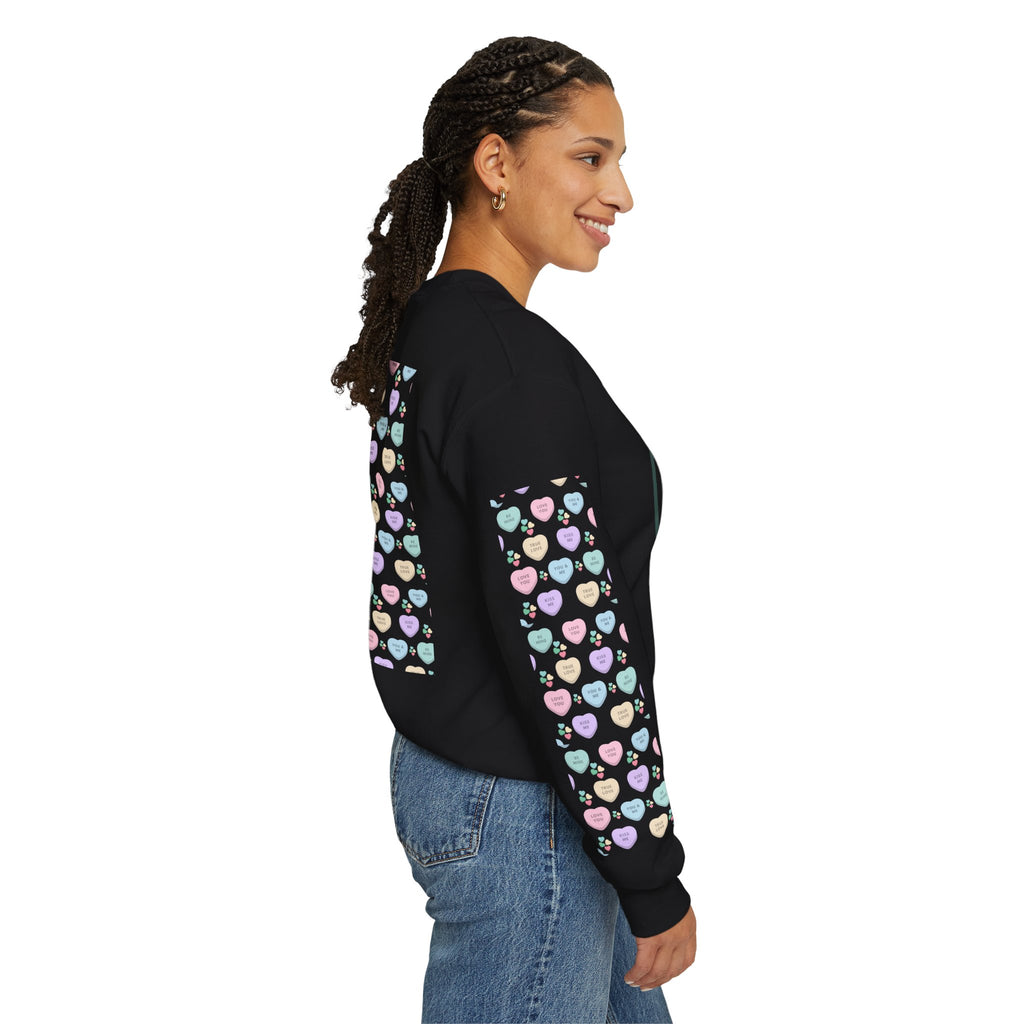 Candy Kisses Valentines Day Crewneck Sweatshirt | Heart Sweater | Candy Sweater |