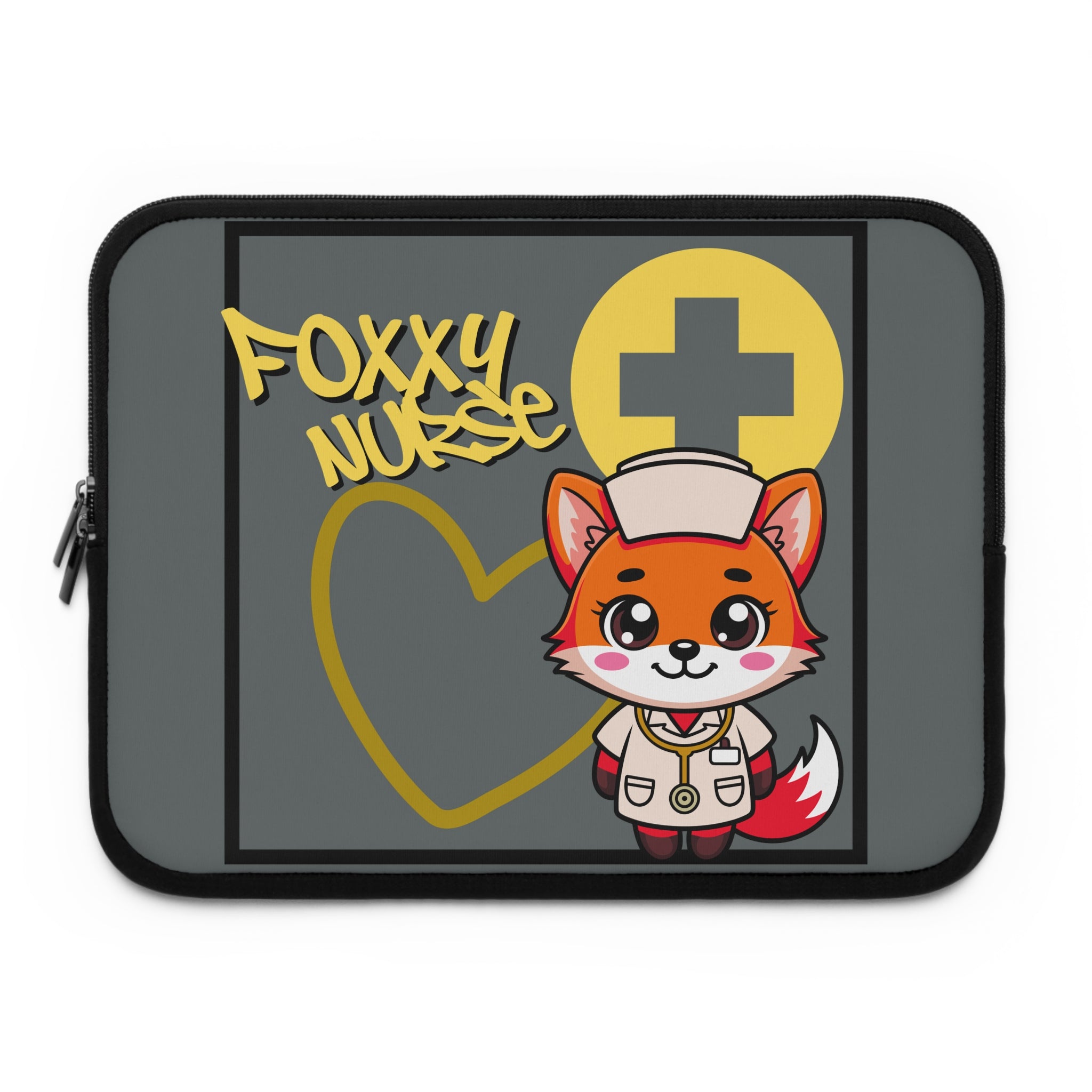 Foxxy Nurse Laptop Sleeve(Yellow|Grey|)|Laptop/Tablet Case for Nurses & Doctors| Tablet Sleeve For Medical Workers |Medical Symbol Protective Case for Nurses & EMTs