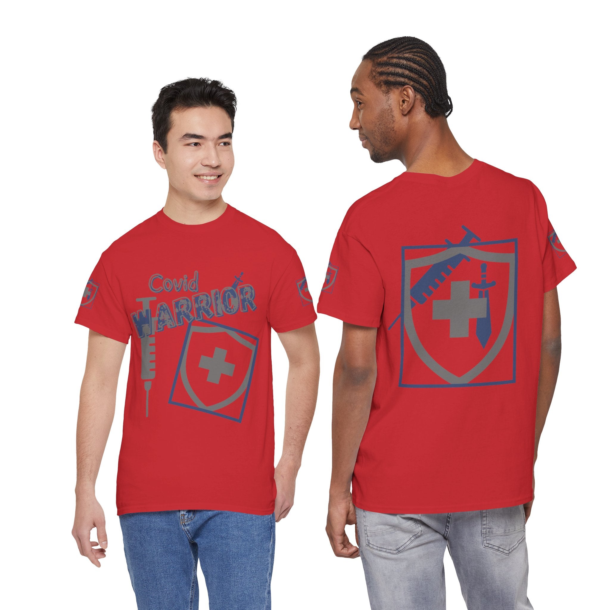 COVID Warrior Nurse & EMS T-Shirt(Blue|Grey) | Medical Staff Tribute Tee | EMS Casual Tee |