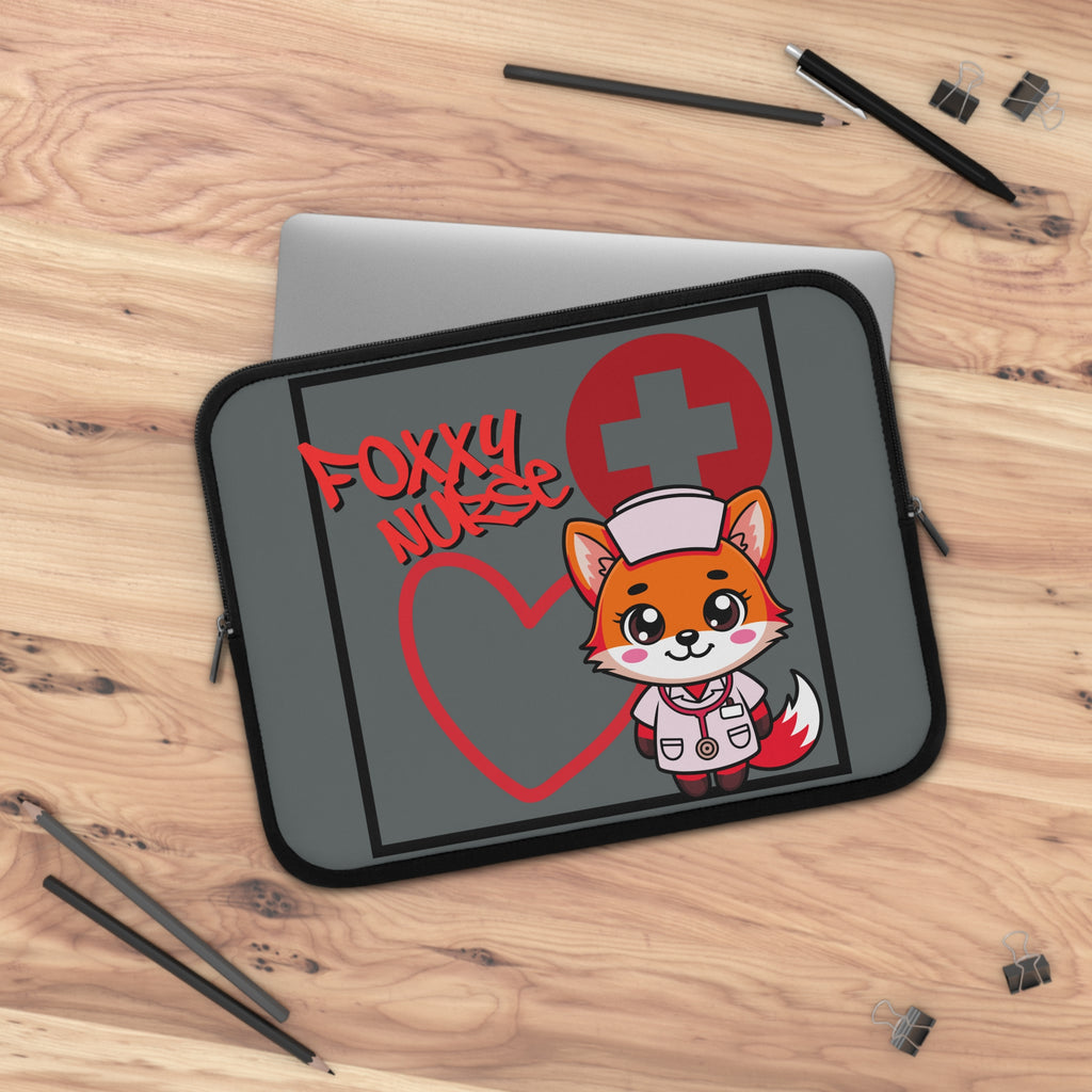 Foxxy Nurse Laptop Sleeve(Red|Grey|)|Laptop/Tablet Case for Nurses & Doctors| Tablet Sleeve For Medical Workers |Medical Symbol Protective Case for Nurses & EMTs