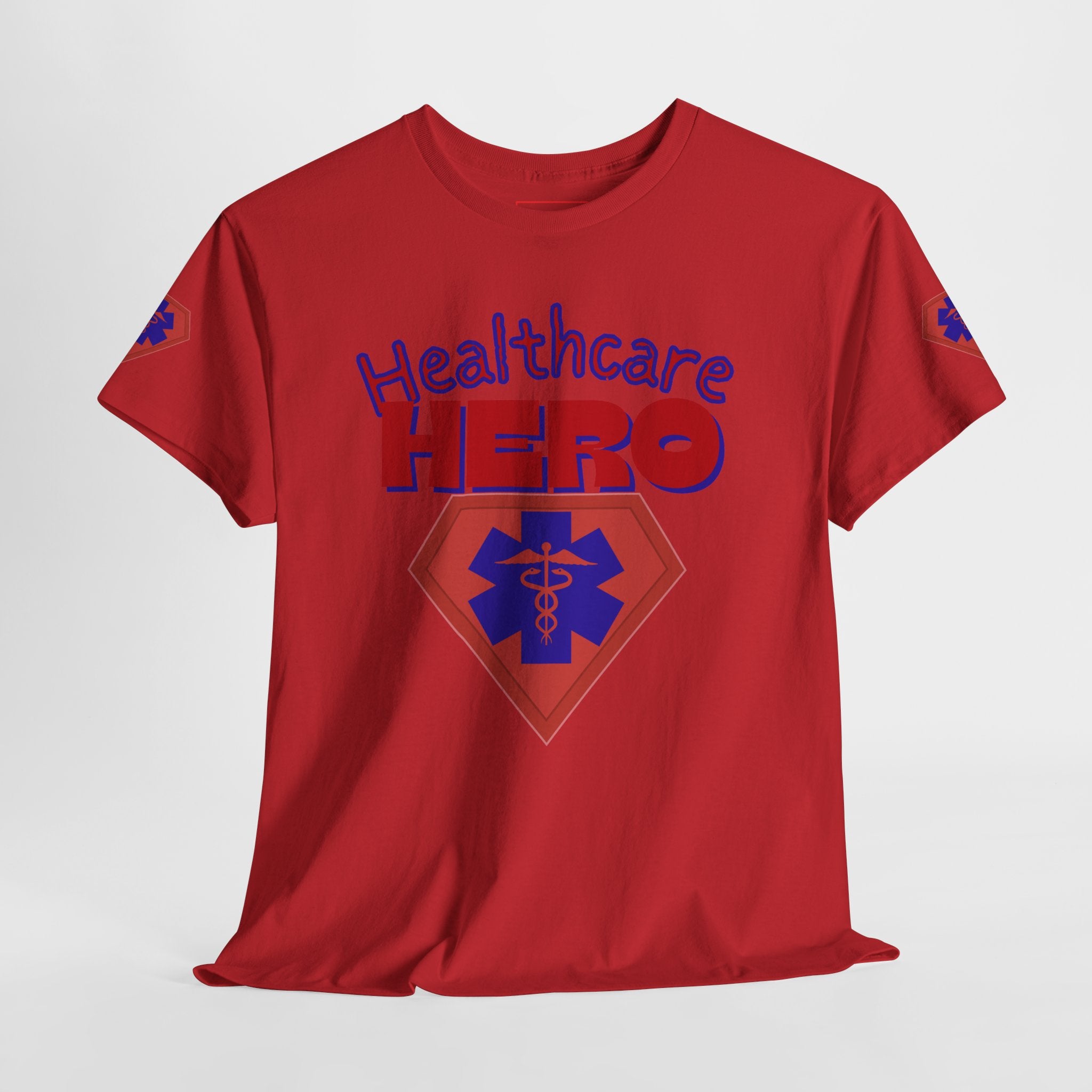 Healthcare Hero T‑Shirt(Blue|Red) | Med Team T-shirt | Medical Staff T-Shirt | Cool Medical Shirt | Cool Nursing Tee |