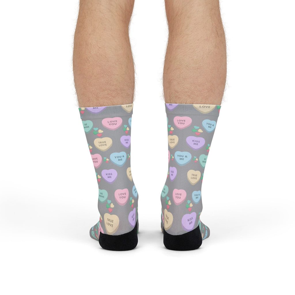 Candy Kisses Valentines Day Crew Socks | Heart Socks | Candy Socks |