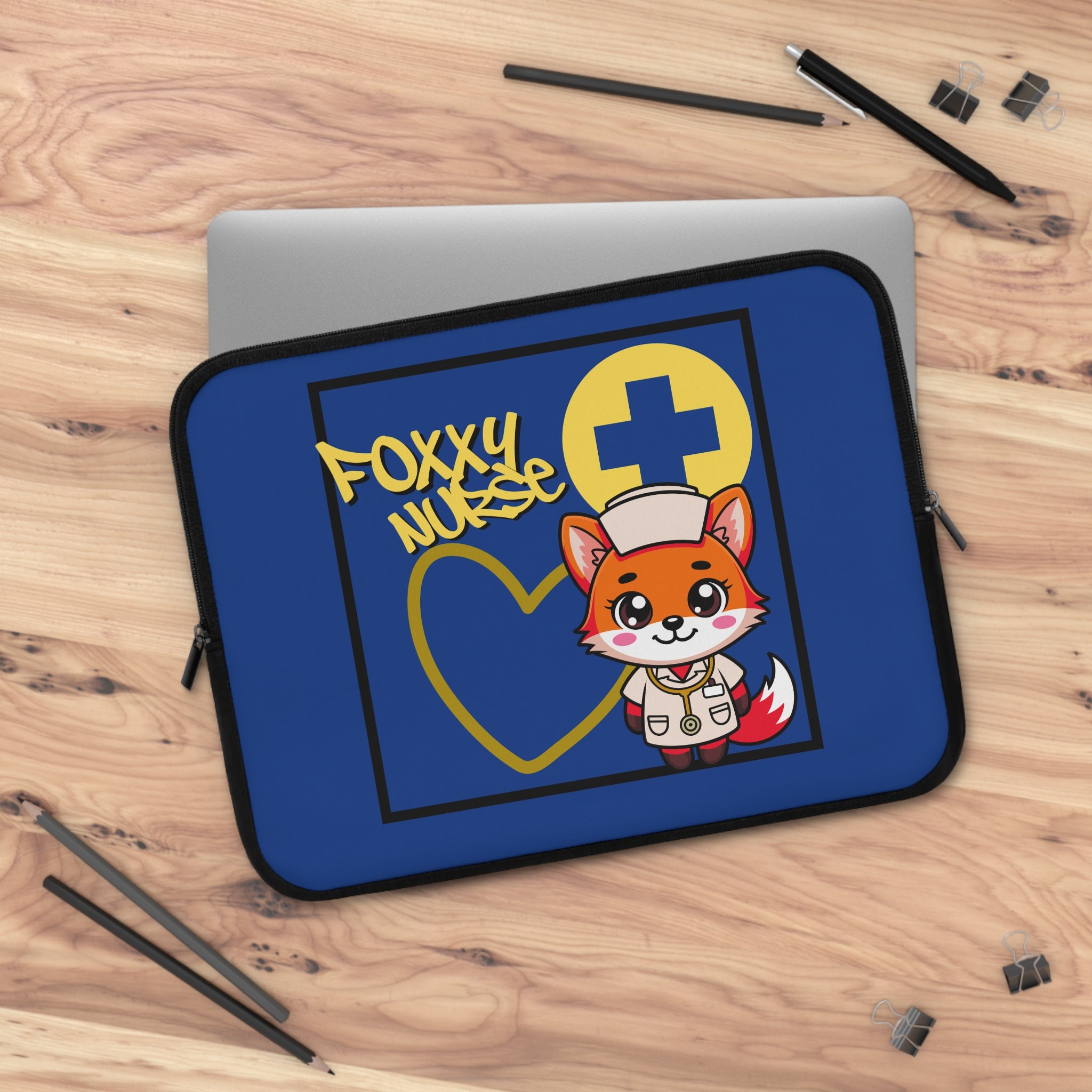 Foxxy Nurse Laptop Sleeve(Yellow|Blue|)|Laptop/Tablet Case for Nurses & Doctors| Tablet Sleeve For Medical Workers |Medical Symbol Protective Case for Nurses & EMTs