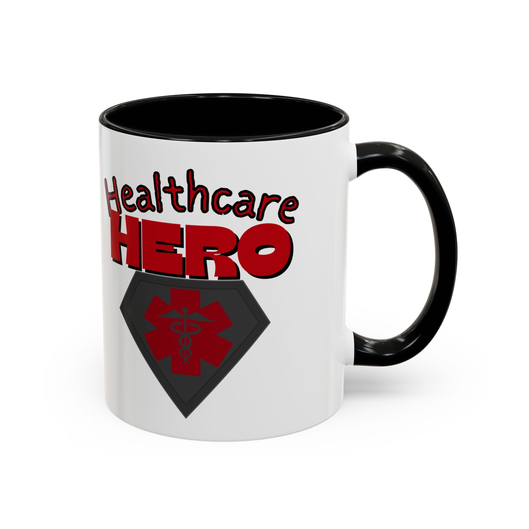 Healthcare Hero Accent Coffee Mug(Red|Black)| Work Mug For Medical Professionals| Work Mug For Healthcare Staff|