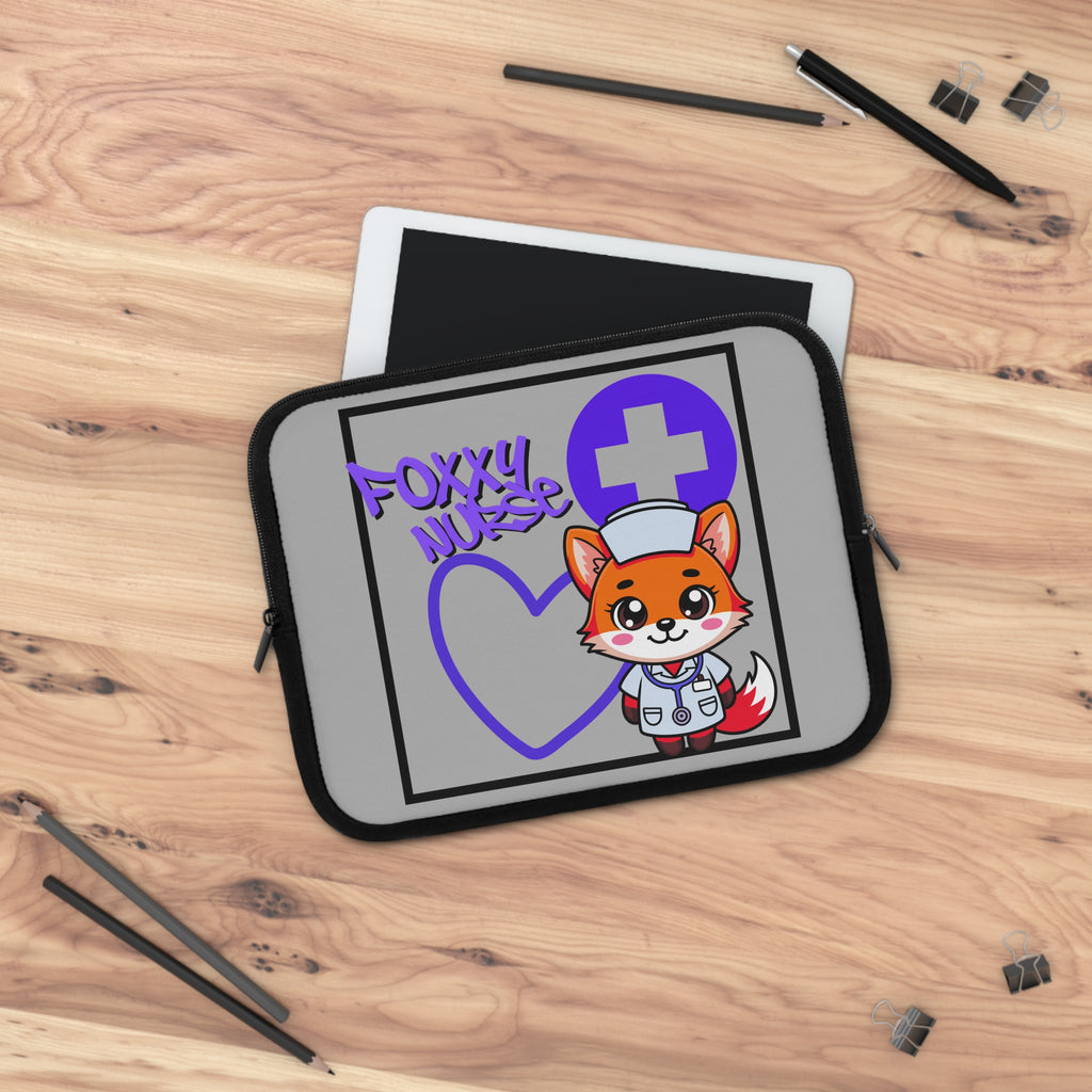 Foxxy Nurse Laptop Sleeve(Purple|Grey|)|Laptop/Tablet Case for Nurses & Doctors| Tablet Sleeve For Medical Workers |Medical Symbol Protective Case for Nurses & EMTs