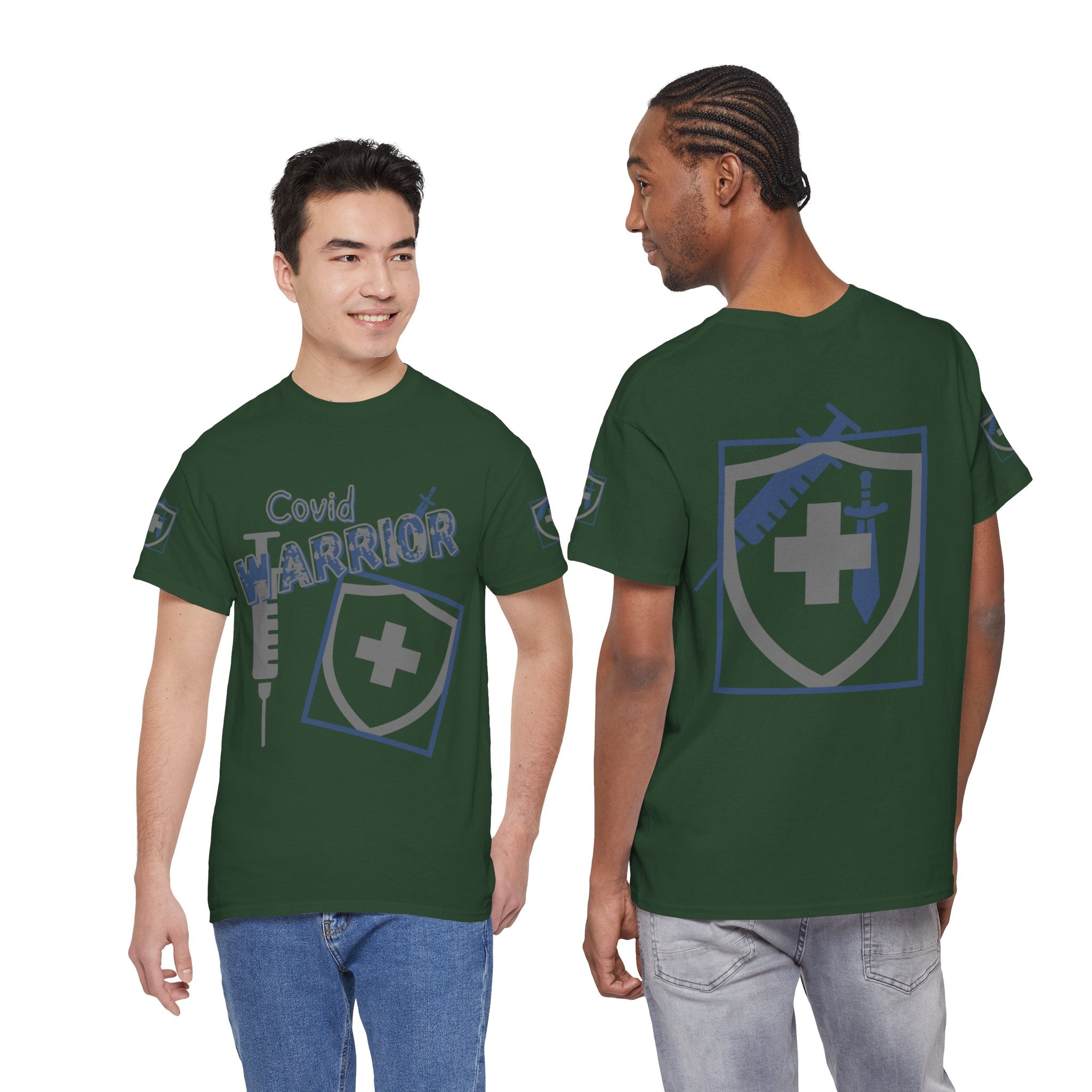COVID Warrior Nurse & EMS T-Shirt(Blue|Grey) | Medical Staff Tribute Tee | EMS Casual Tee |