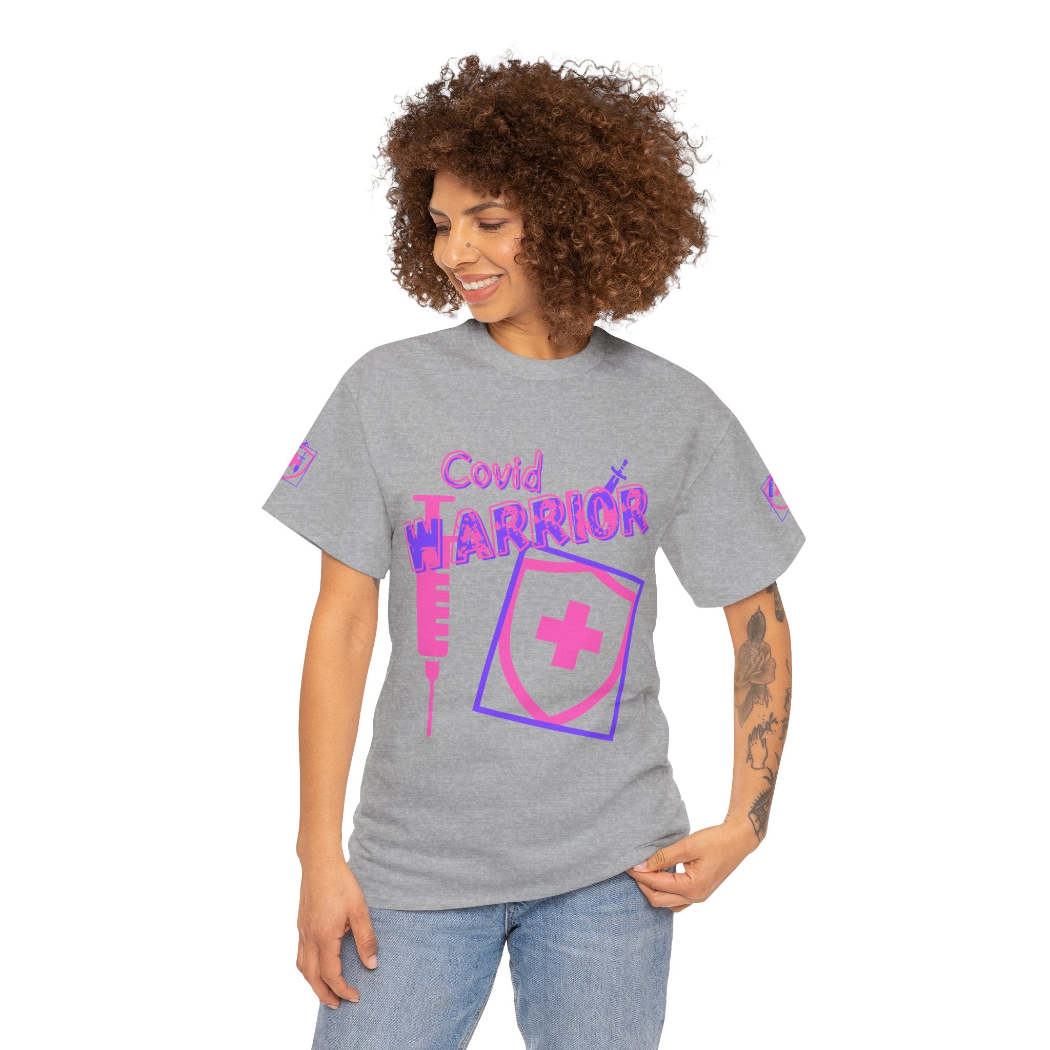 COVID Warrior Nurse & EMS T-Shirt(Pink|Purple) | Medical Staff Tribute Tee | EMS Casual Tee |
