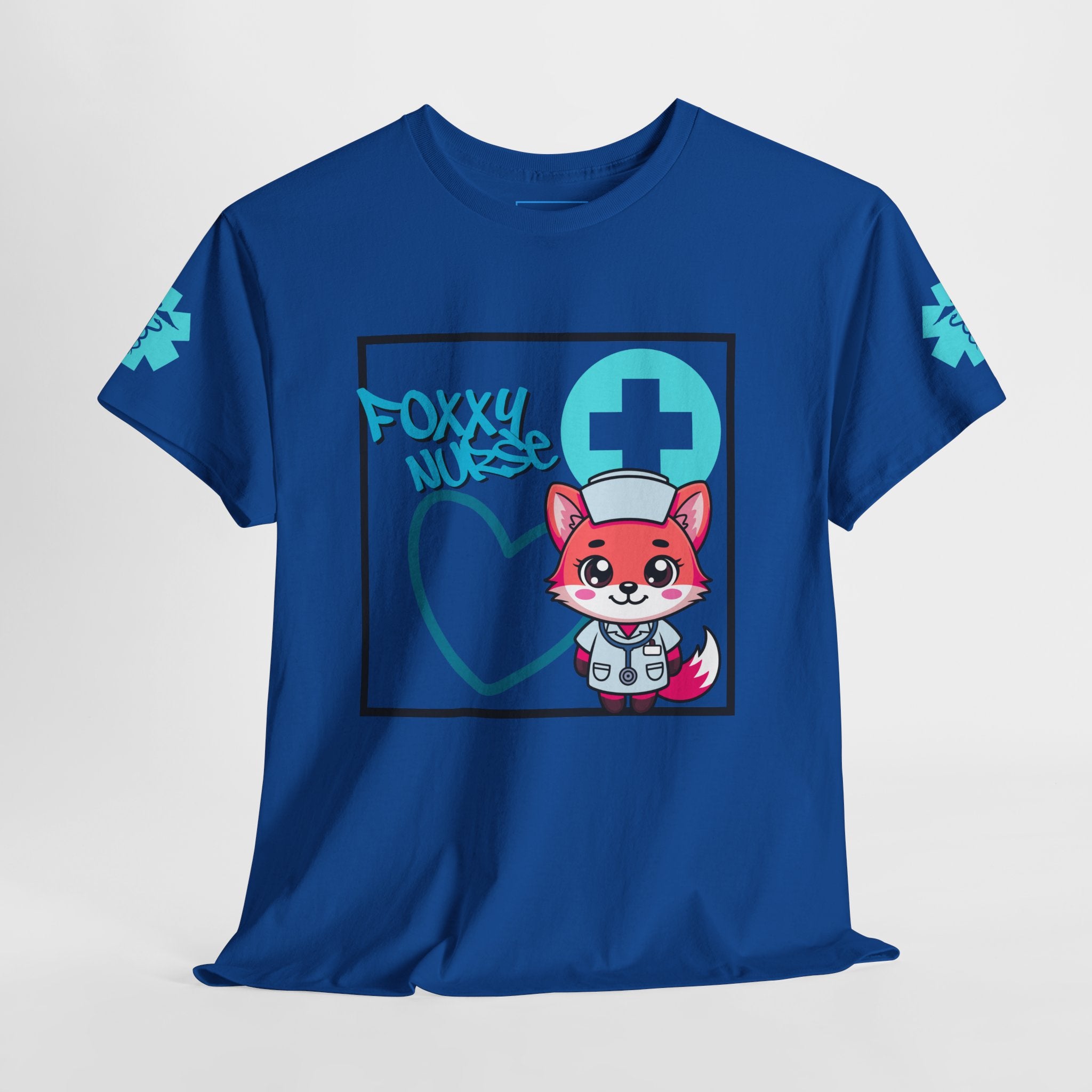 Foxxy Nurse Medical T‑Shirt(Light Blue)|Cute Medical for Nurses & Healthcare Staff| Cute Nursing Tee |