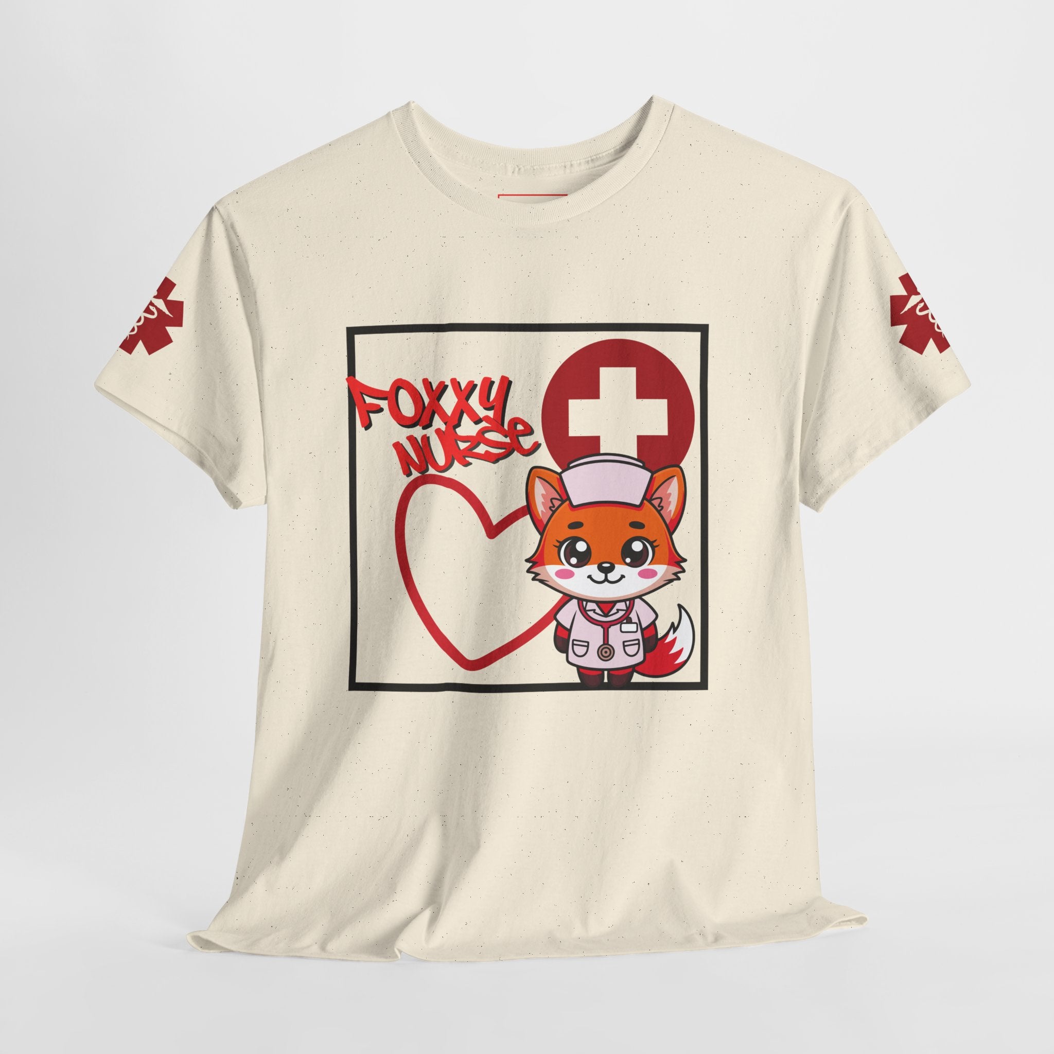 Foxxy Nurse Medical T‑Shirt(Red)|Cute Medical for Nurses & Healthcare Staff| Cute Nursing Tee |