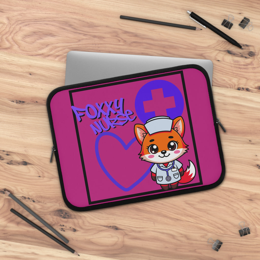 Foxxy Nurse Laptop Sleeve(Purple|Pink|)|Laptop/Tablet Case for Nurses & Doctors| Tablet Sleeve For Medical Workers |Medical Symbol Protective Case for Nurses & EMTs