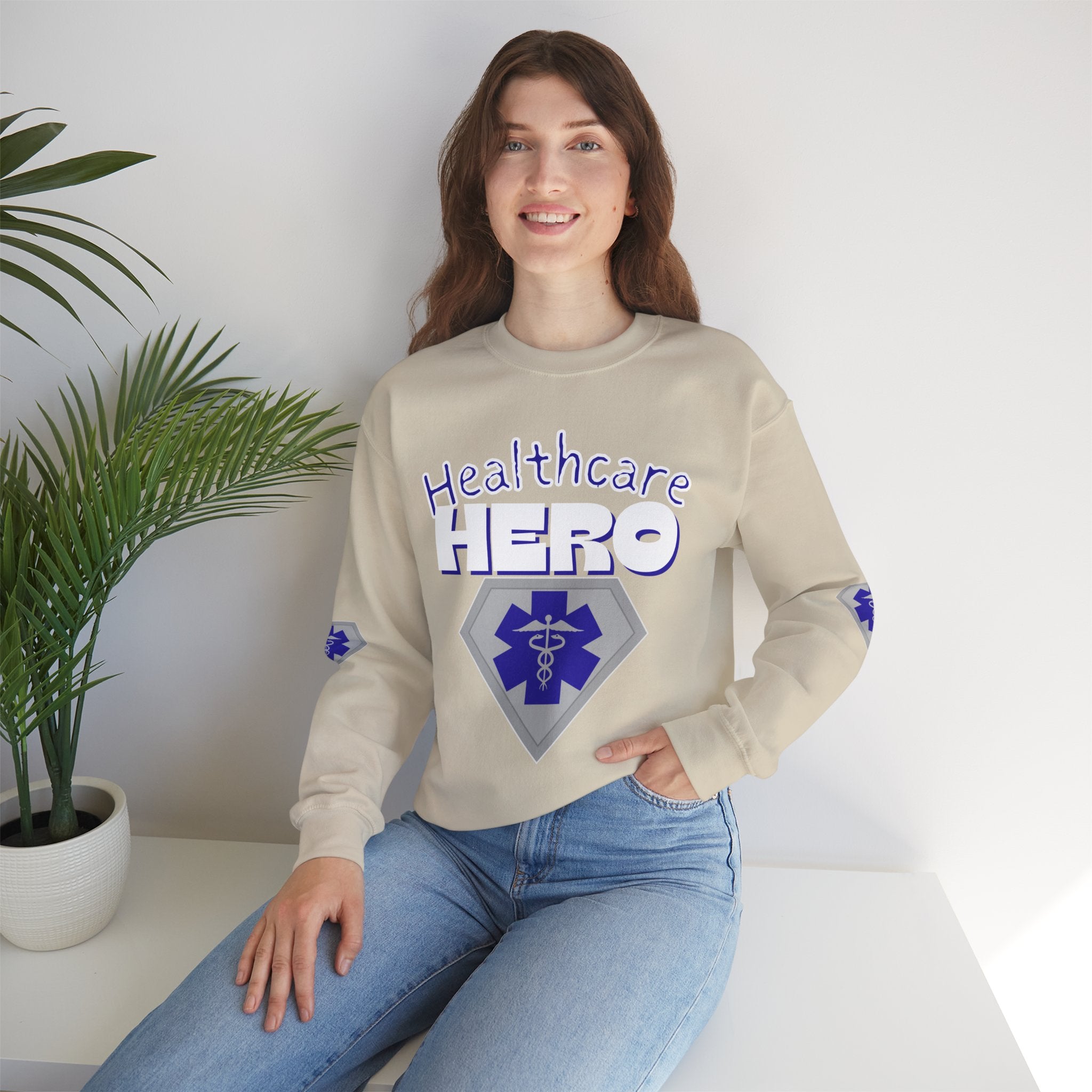 Healthcare Hero Sweatshirt(Blue)|White | Medical Staff Appreciation Crewneck | Frontline Sweatshirt | EMS Sweater |