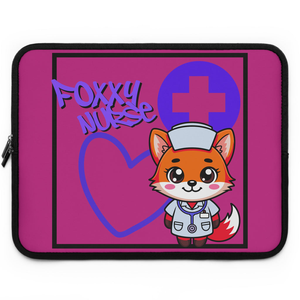 Foxxy Nurse Laptop Sleeve(Purple|Pink|)|Laptop/Tablet Case for Nurses & Doctors| Tablet Sleeve For Medical Workers |Medical Symbol Protective Case for Nurses & EMTs