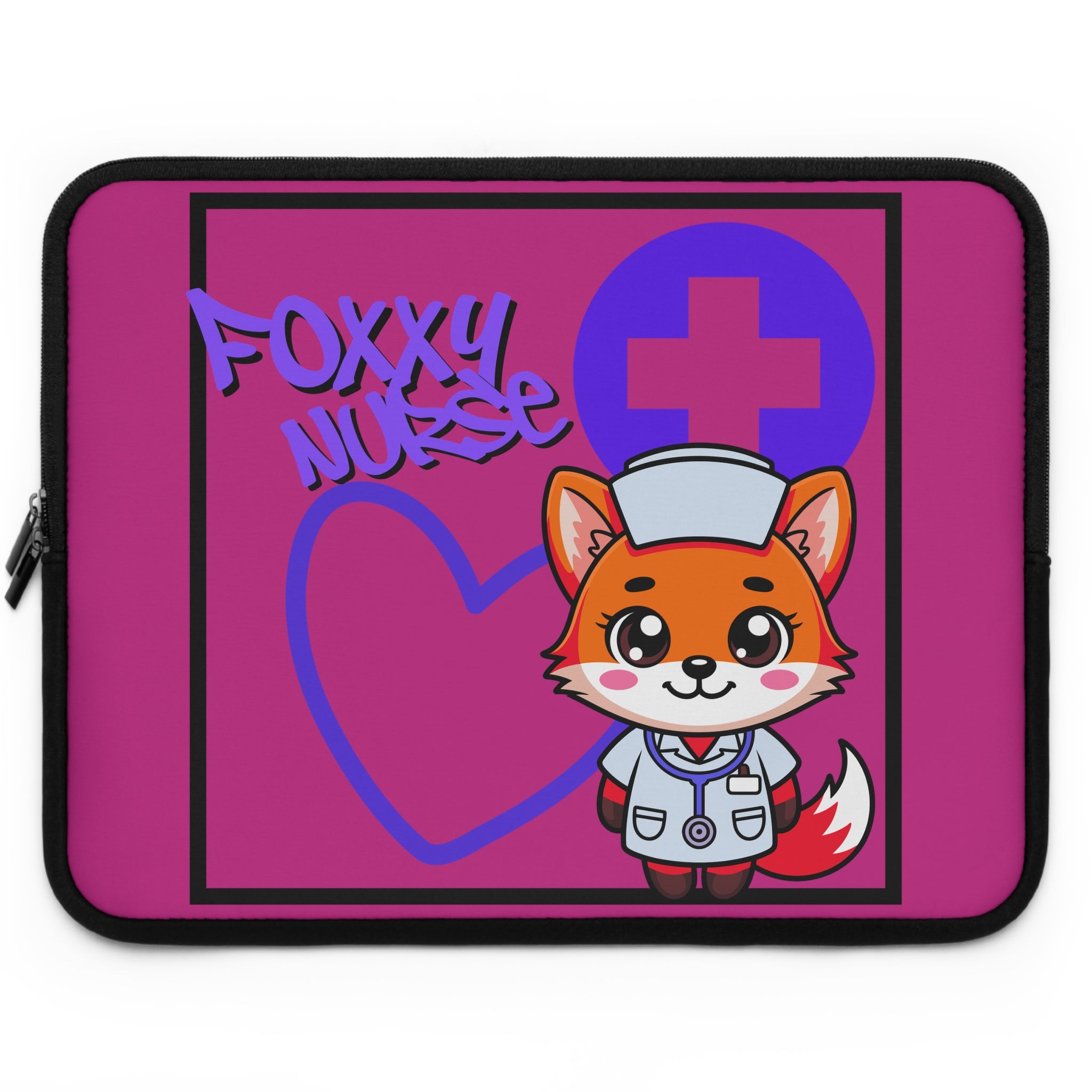 Foxxy Nurse Laptop Sleeve(Purple|Pink|)|Laptop/Tablet Case for Nurses & Doctors| Tablet Sleeve For Medical Workers |Medical Symbol Protective Case for Nurses & EMTs