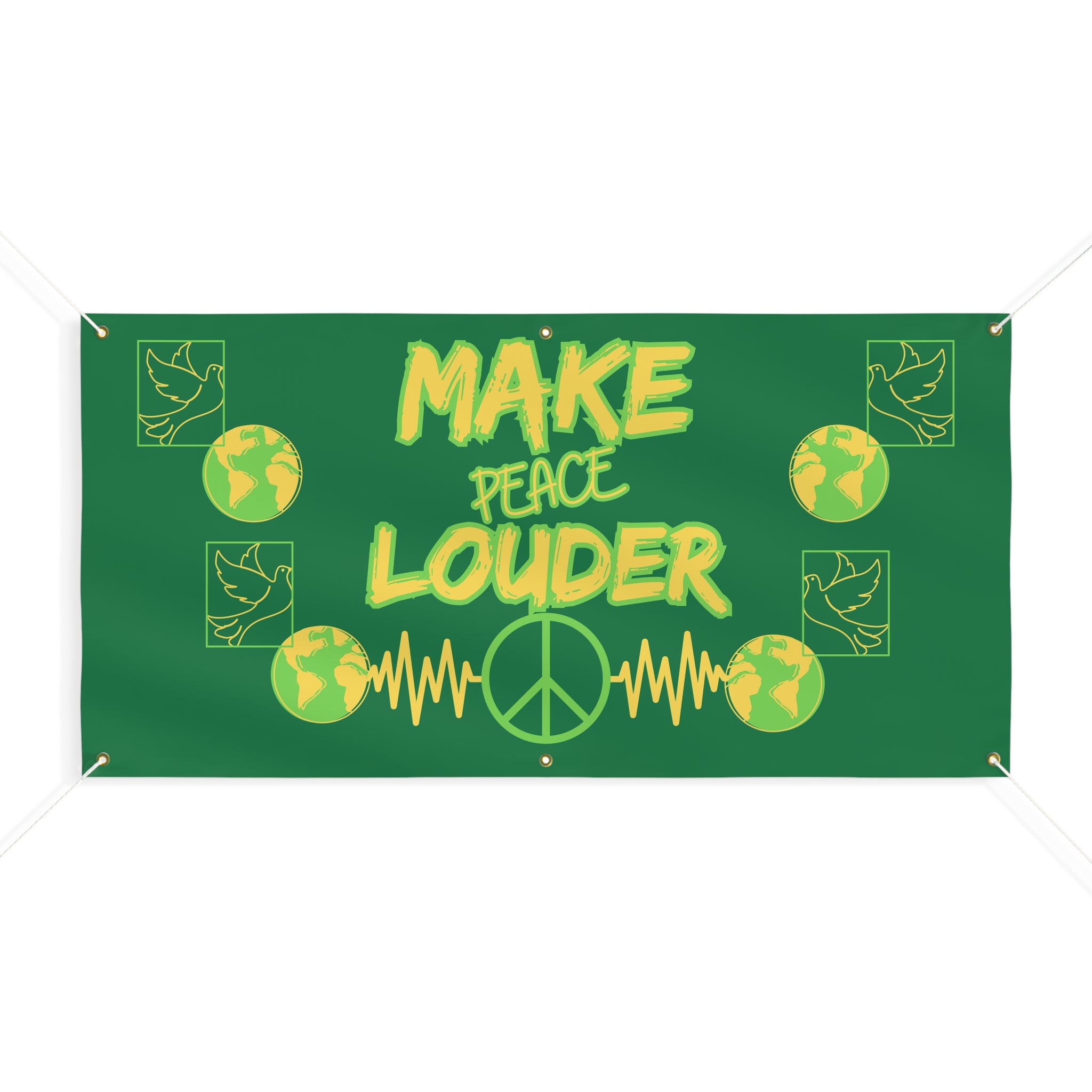 Make Peace Louder Banner(Yellow|Green) | Peace Sign Earth Banner | Peaceful Activist Banner | Social Justice Banner |