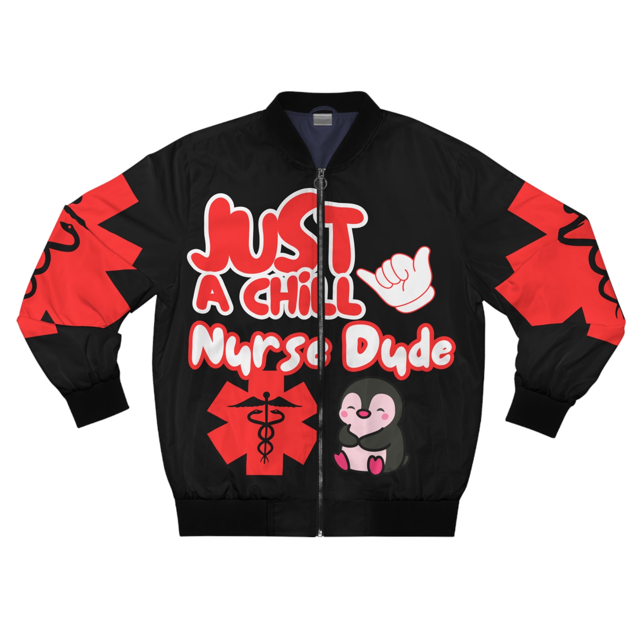Chill Nurse Dude Medical Bomber Jacket(Red|White|Black) | Cool EMT Jacket|Healthcare Jacket for Men| Mens Nurse Jacket|Nurse For Him |