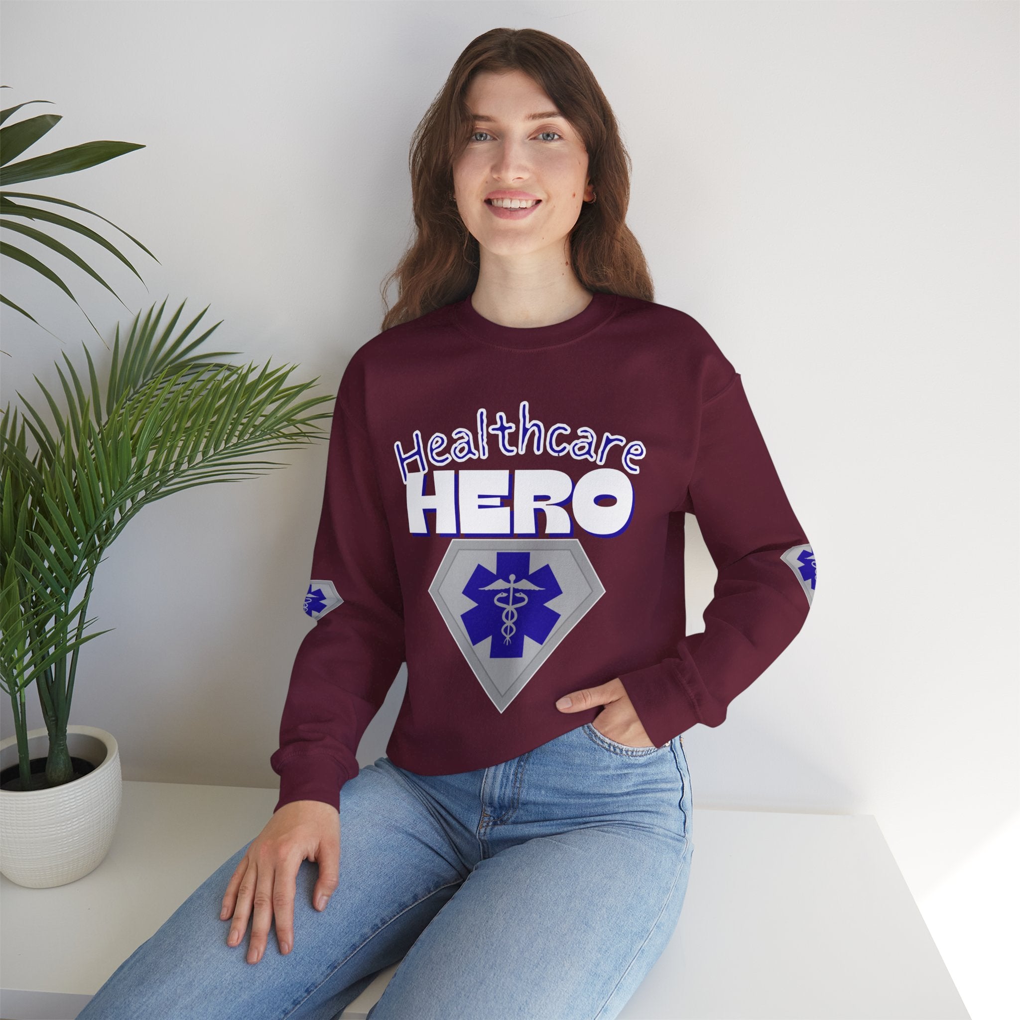 Healthcare Hero Sweatshirt(Blue)|White | Medical Staff Appreciation Crewneck | Frontline Sweatshirt | EMS Sweater |