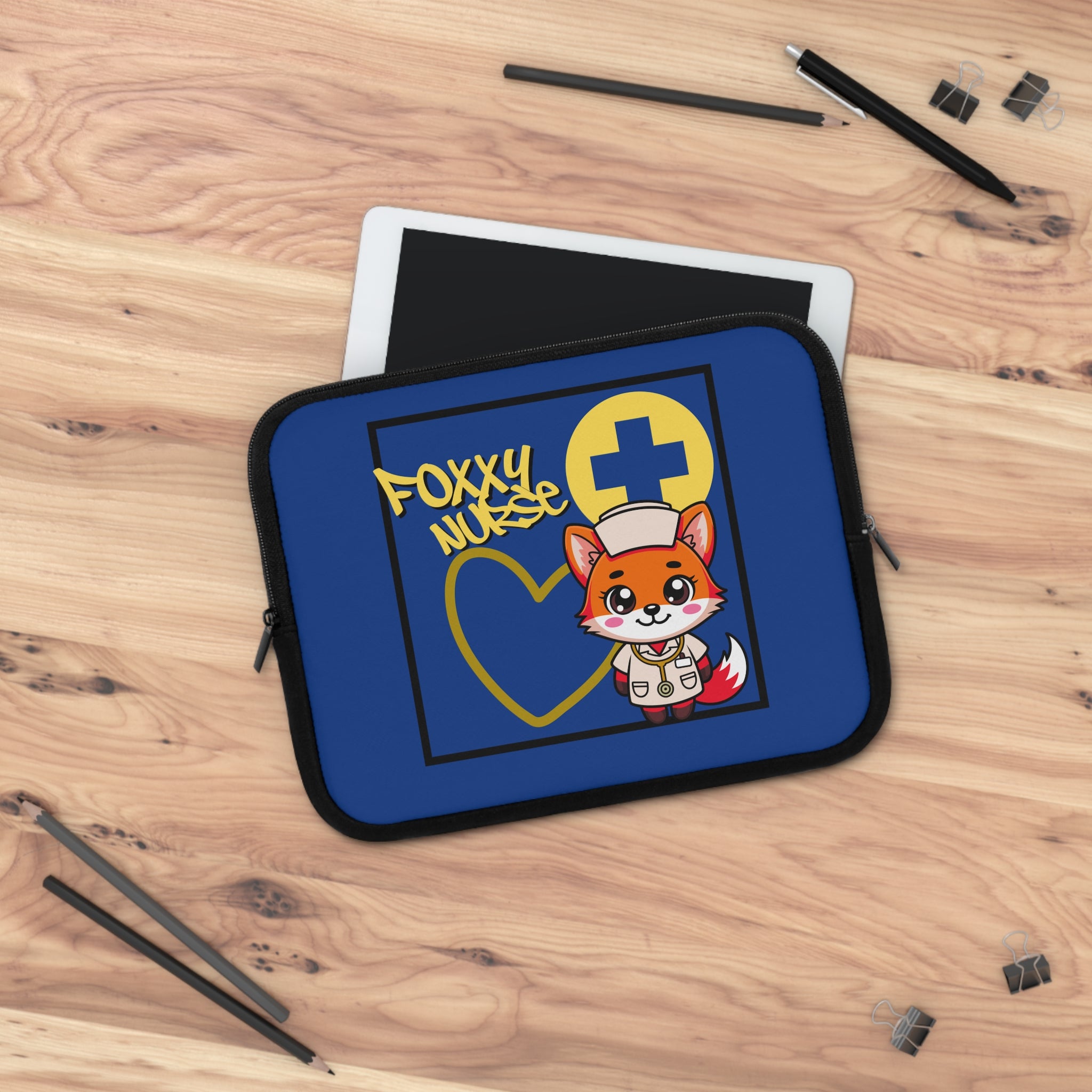 Foxxy Nurse Laptop Sleeve(Yellow|Blue|)|Laptop/Tablet Case for Nurses & Doctors| Tablet Sleeve For Medical Workers |Medical Symbol Protective Case for Nurses & EMTs