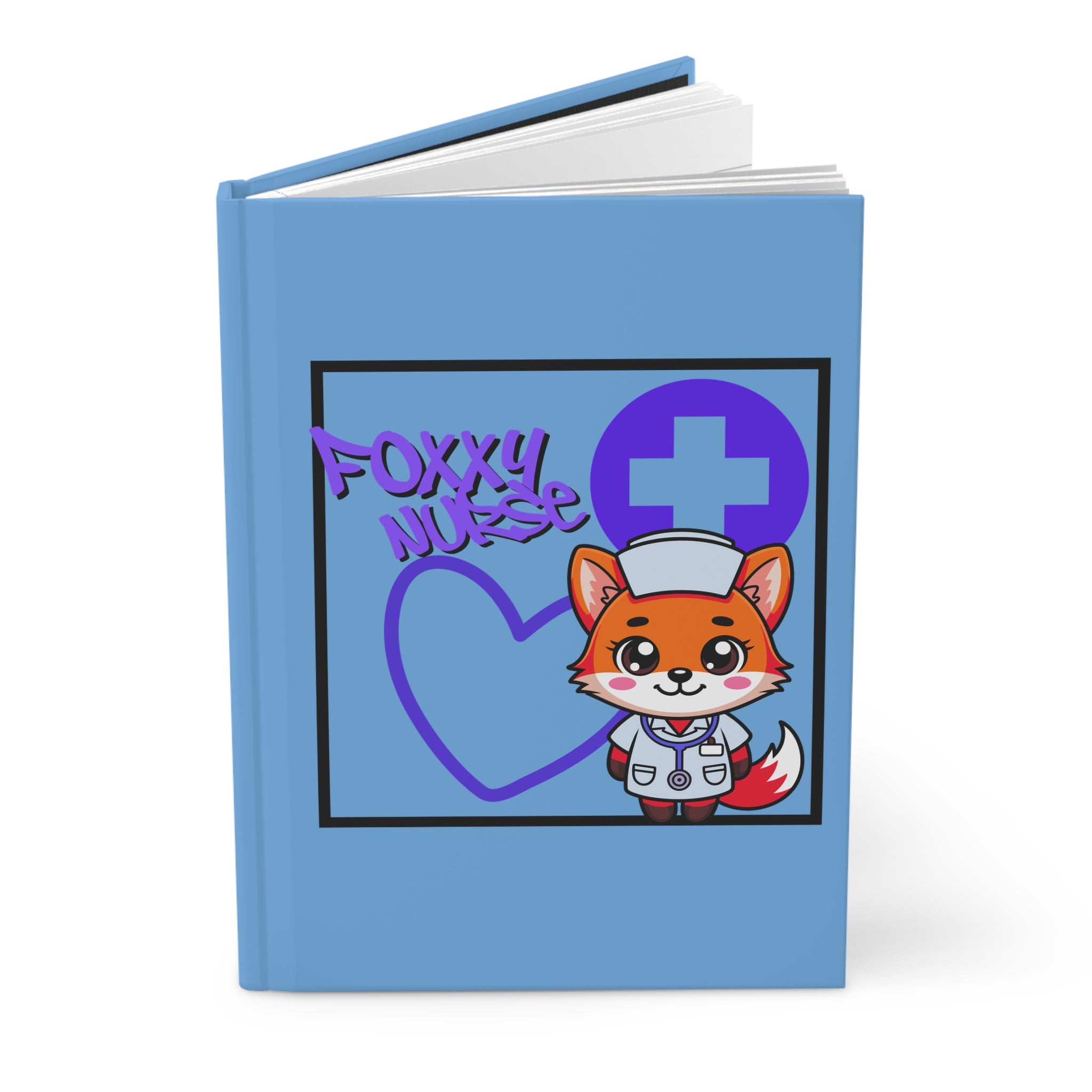 Foxxy Nurse Hardcover Journal(Purple|Light Blue)| Cute Nurse Fox Medical Notebook | Cute Medical Journal |