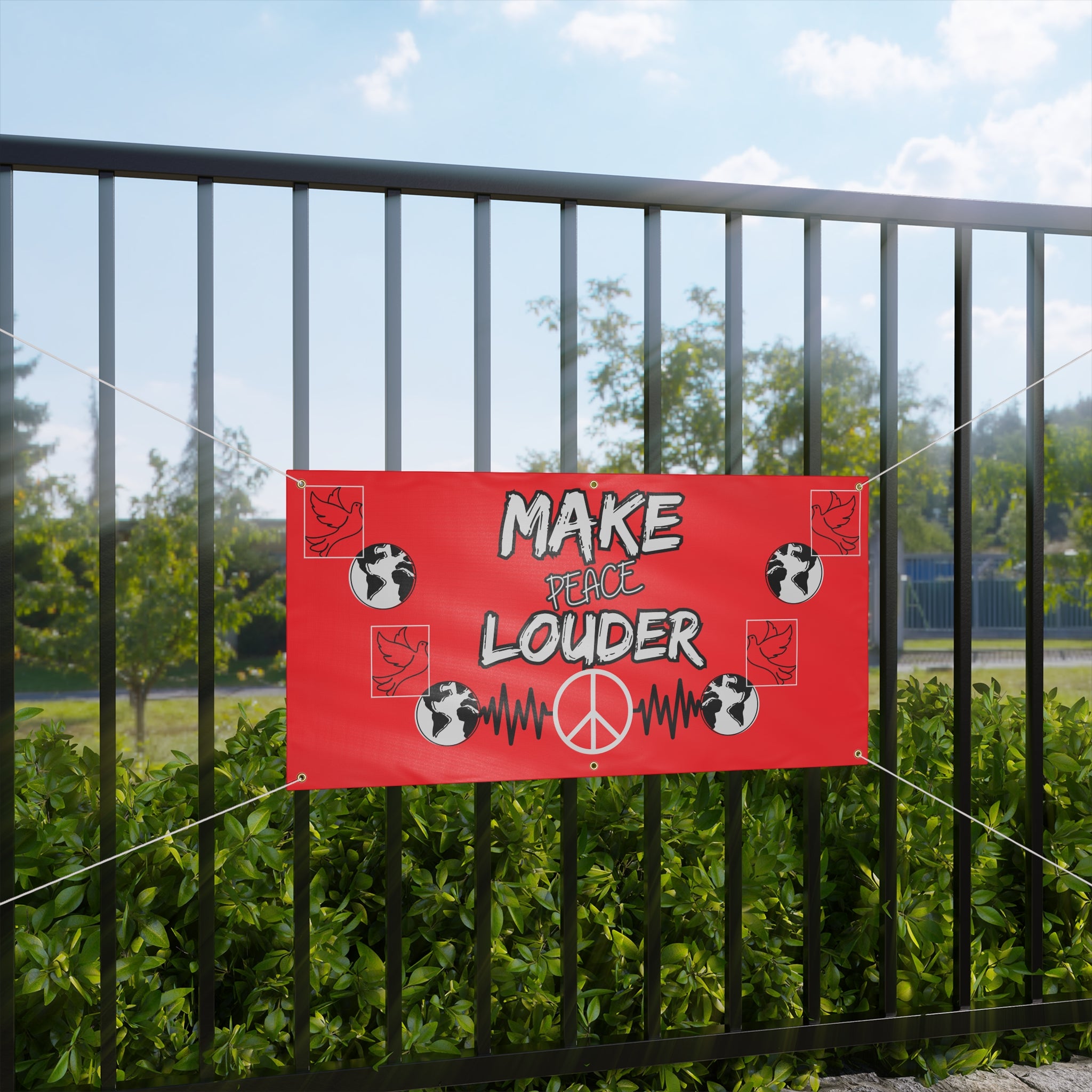 Make Peace Louder Banner(Grey|Black) | Peace Sign Protest Banner Rallies & Events | Activist Banner |