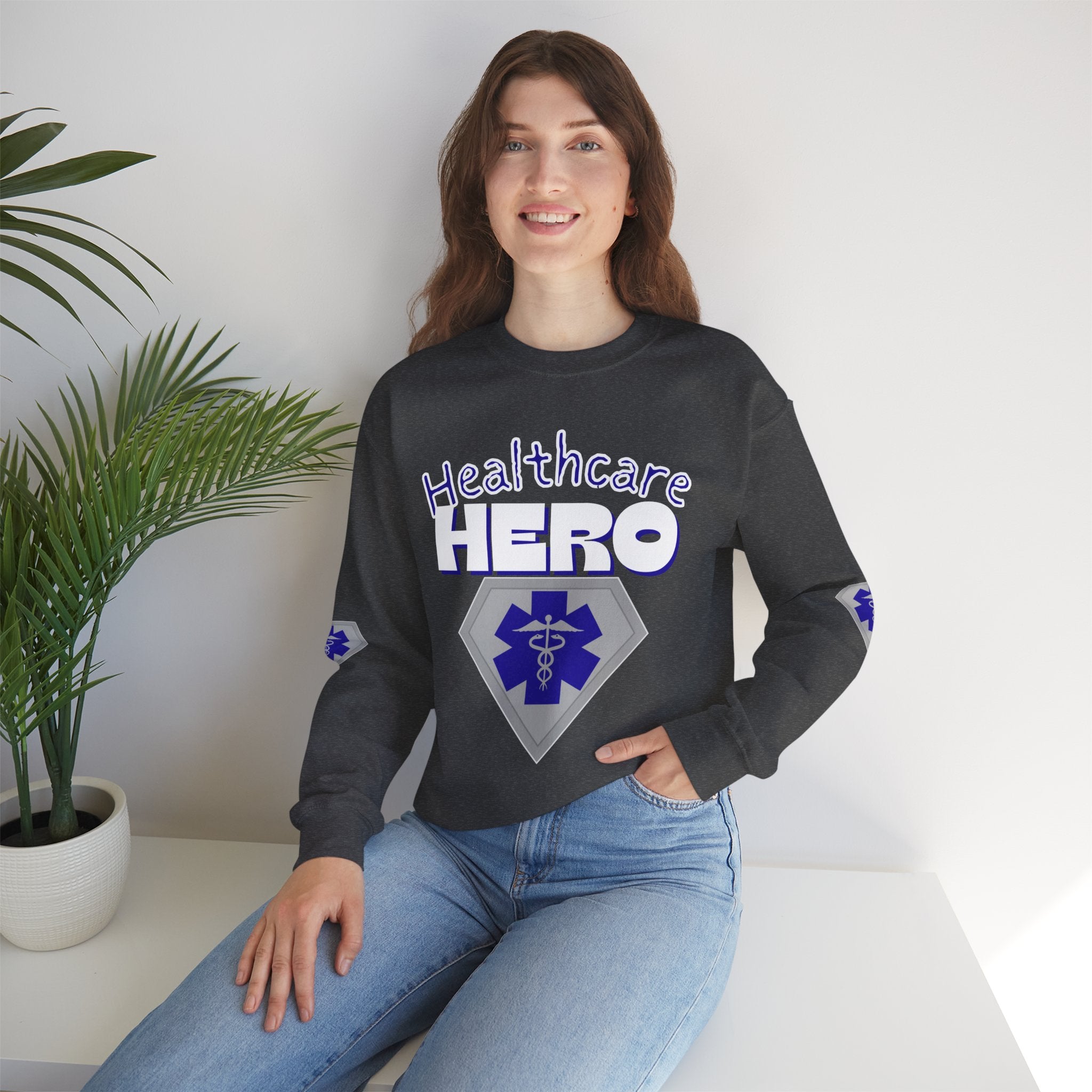 Healthcare Hero Sweatshirt(Blue)|White | Medical Staff Appreciation Crewneck | Frontline Sweatshirt | EMS Sweater |