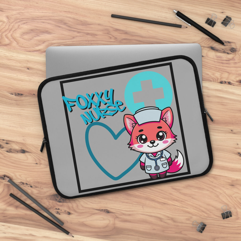 Foxxy Nurse Laptop Sleeve(Light Blue|Grey|)|Laptop/Tablet Case for Nurses & Doctors| Tablet Sleeve For Medical Workers |Medical Symbol Protective Case for Nurses & EMTs