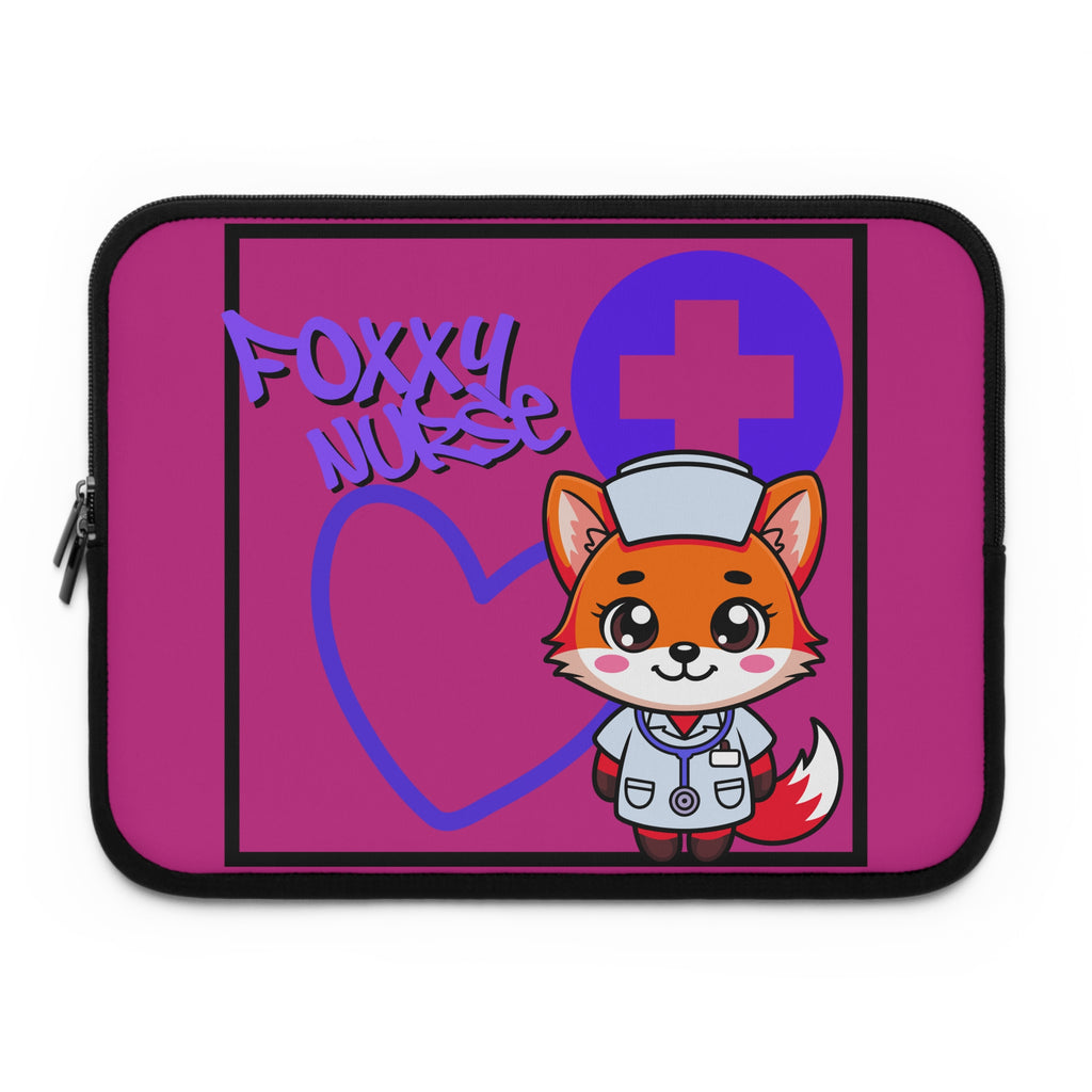 Foxxy Nurse Laptop Sleeve(Purple|Pink|)|Laptop/Tablet Case for Nurses & Doctors| Tablet Sleeve For Medical Workers |Medical Symbol Protective Case for Nurses & EMTs