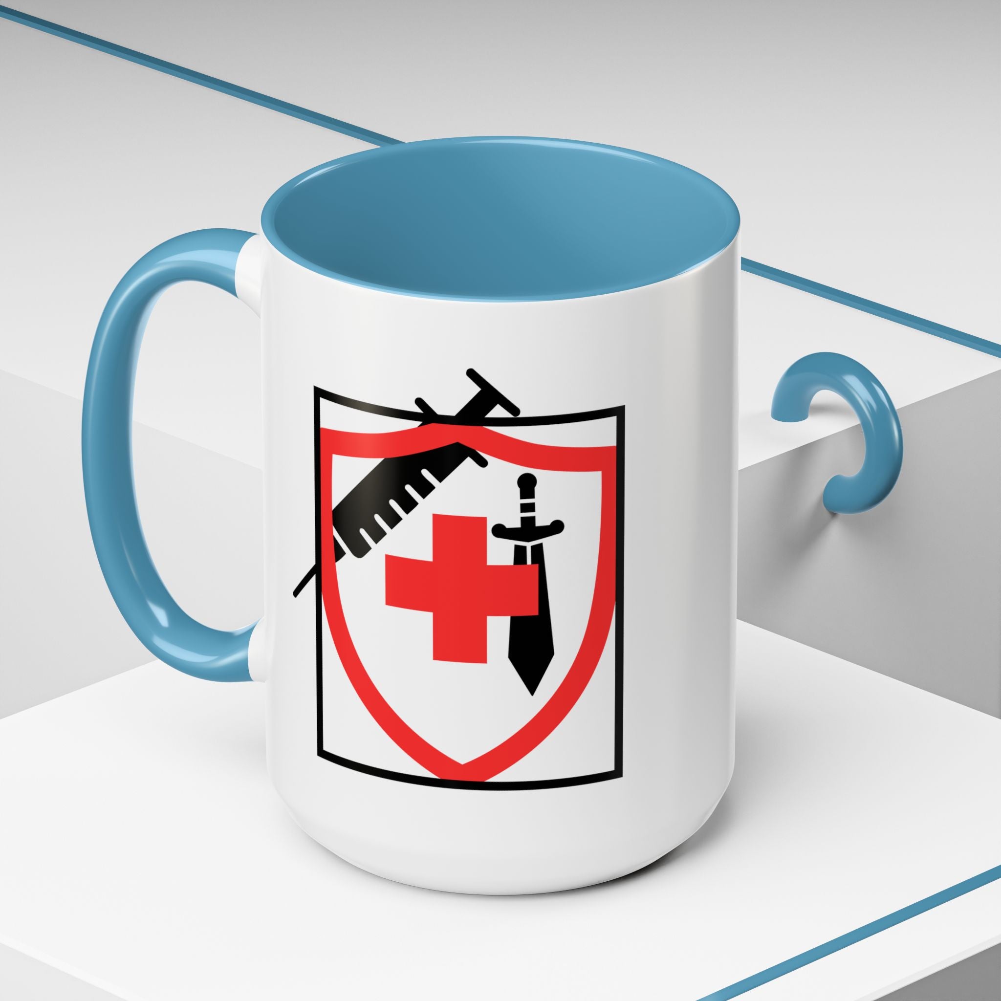 COVID Warrior Coffee Mug(Red|Black) | Vaccine Shield Accent Mug 11/15oz| Medical Staff Work Mug |