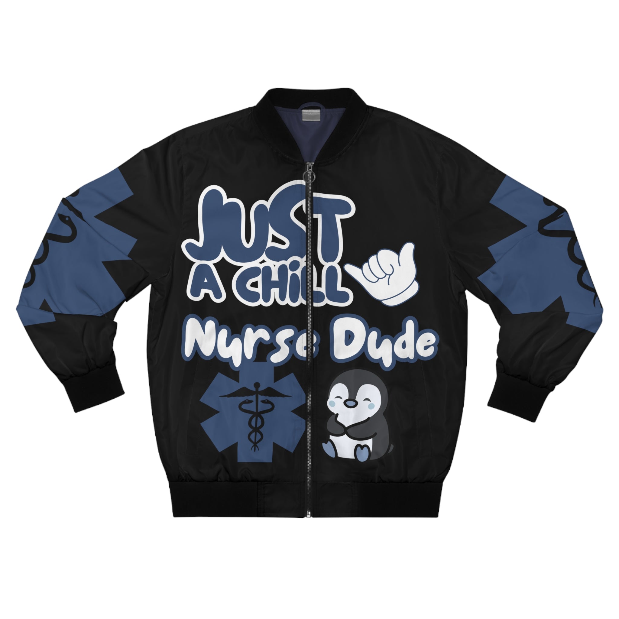 Chill Nurse Dude Medical Bomber Jacket(Blue|White|Black) | Cool EMT Jacket|Healthcare Jacket for Men| Mens Nurse Jacket|Nurse For Him |