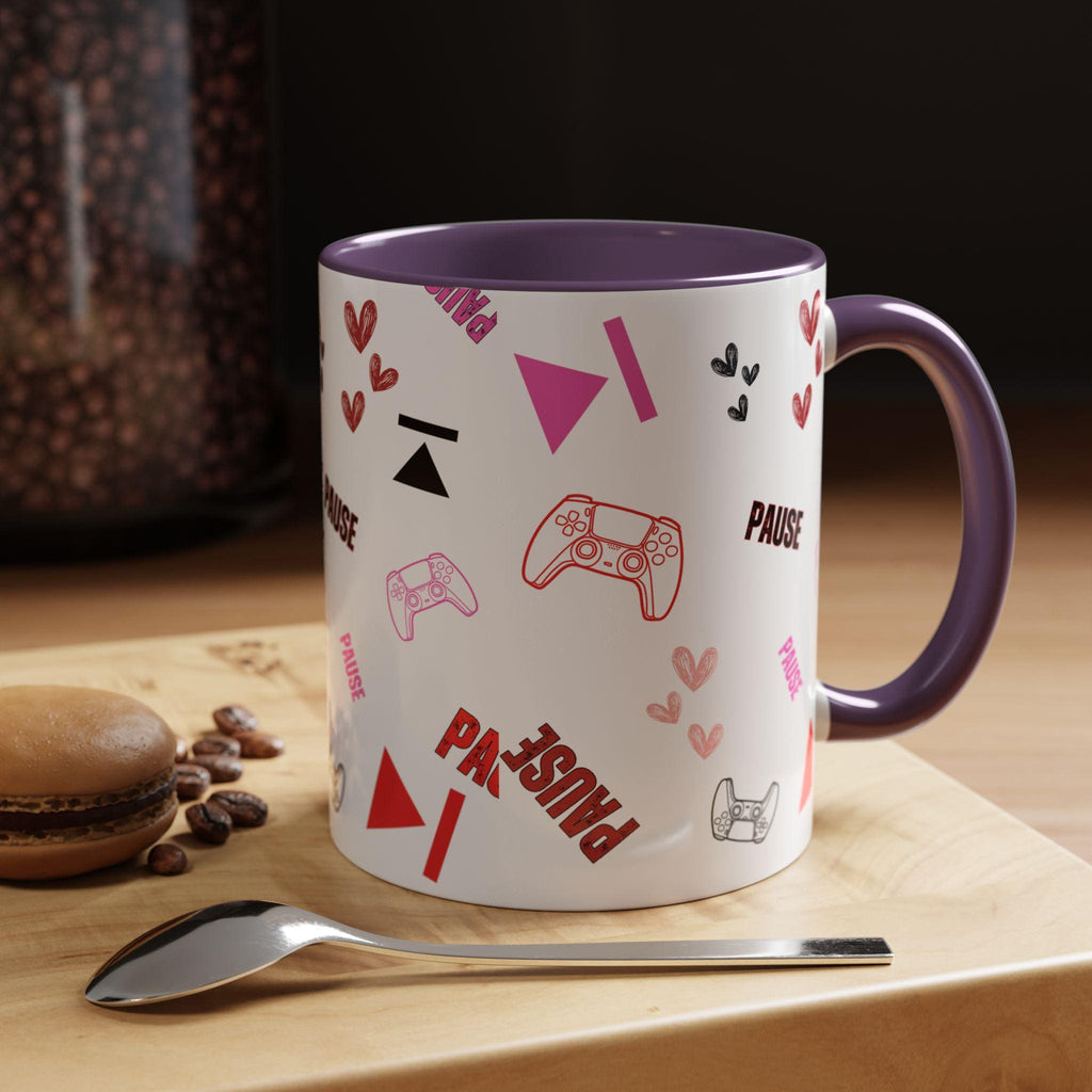 Valentine Gamer Heart Controller Mug | Accent Coffee Mug 11oz 15oz | Gamer Valentines Mug | Gamer Mug |