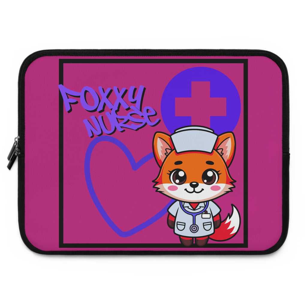Foxxy Nurse Laptop Sleeve(Purple|Pink|)|Laptop/Tablet Case for Nurses & Doctors| Tablet Sleeve For Medical Workers |Medical Symbol Protective Case for Nurses & EMTs