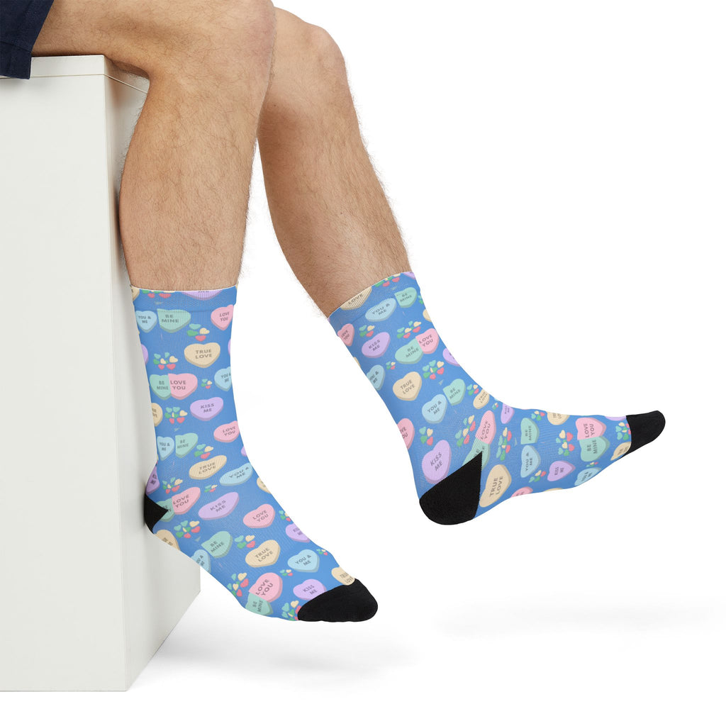 Candy Kisses Valentines Day Crew Socks | Heart Socks | Candy Socks |