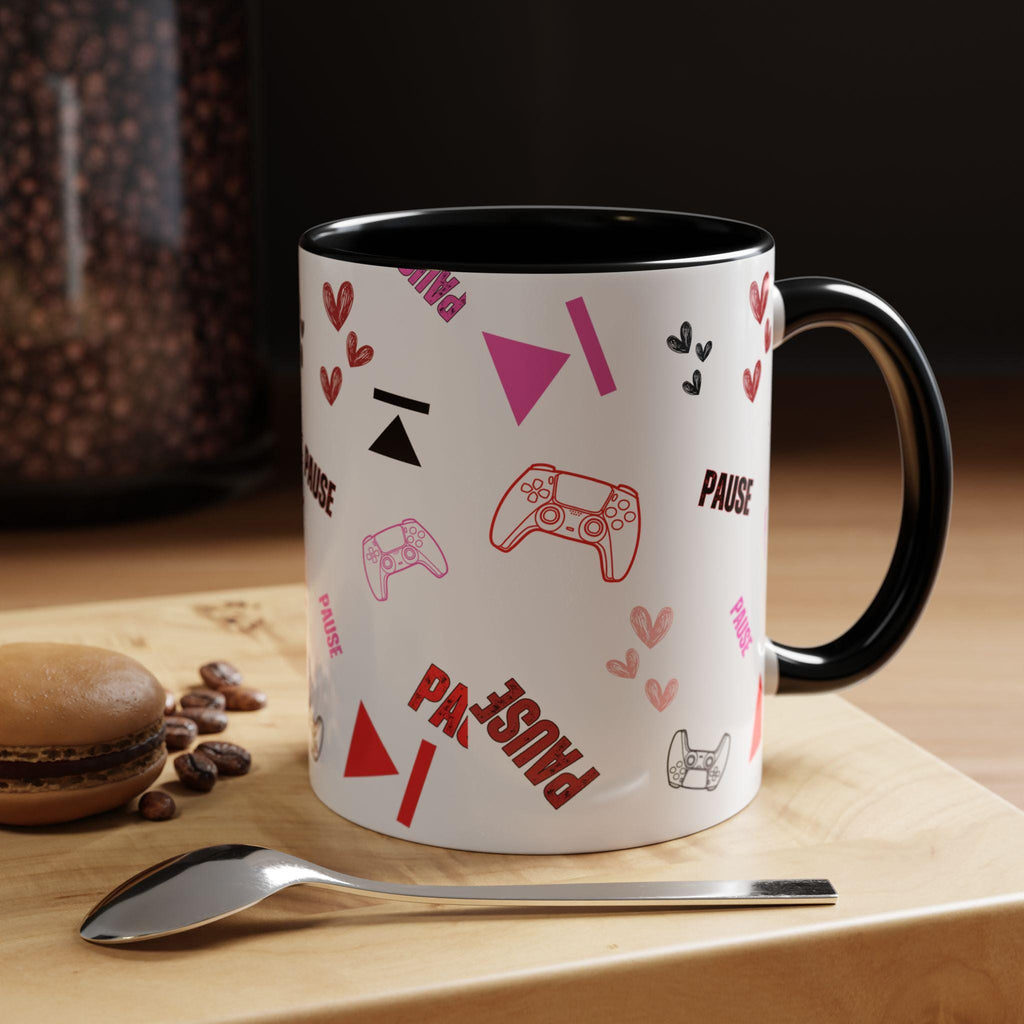 Valentine Gamer Heart Controller Mug | Accent Coffee Mug 11oz 15oz | Gamer Valentines Mug | Gamer Mug |