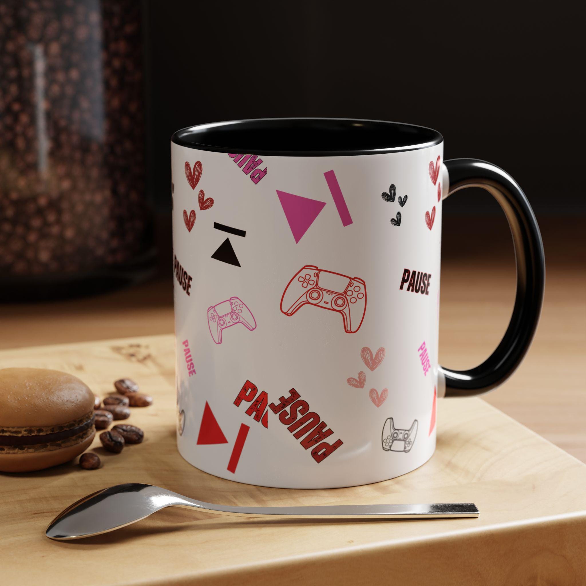 Valentine Gamer Heart Controller Mug | Accent Coffee Mug 11oz 15oz | Gamer Valentines Mug | Gamer Mug |