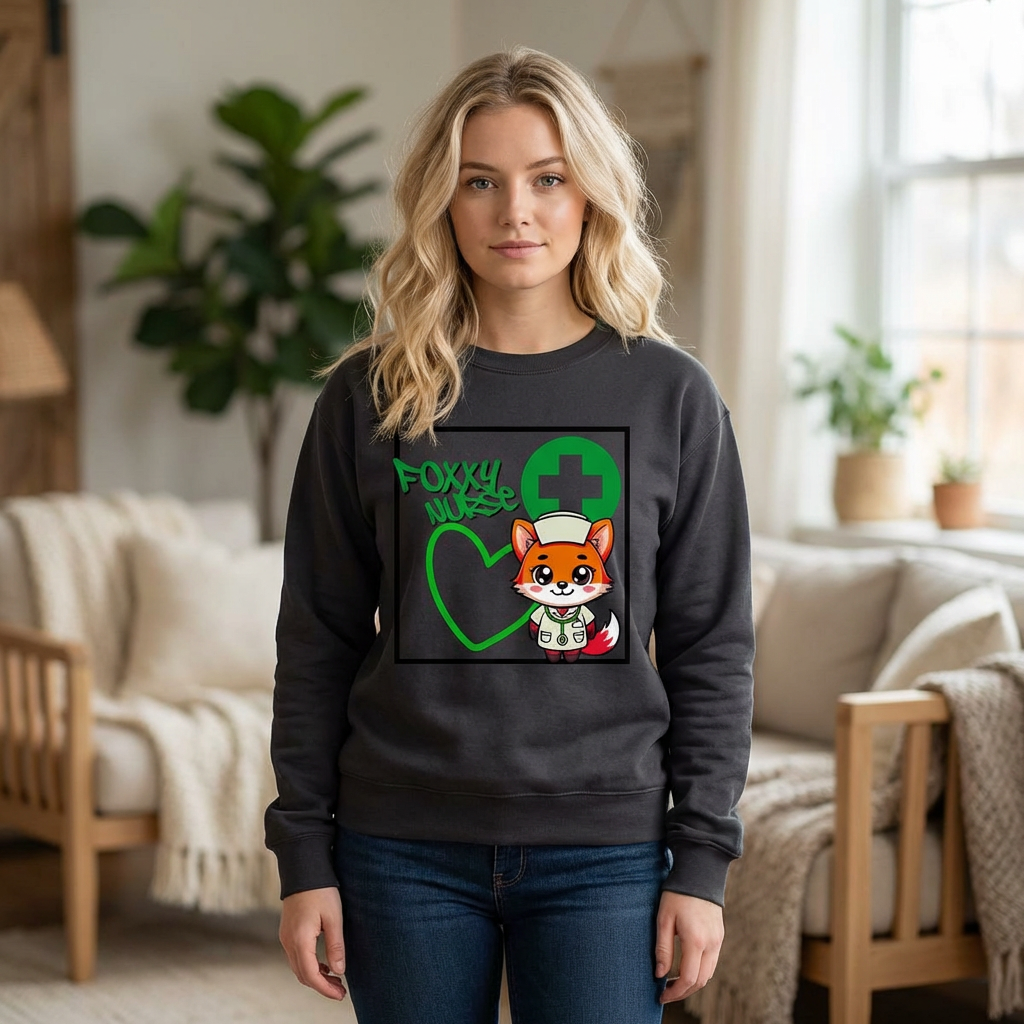 "Foxy Nurse" Medical Staff Shirt(Green)| Nurse's Long Sleeve Tee | Long Sleeve Women's Medical |