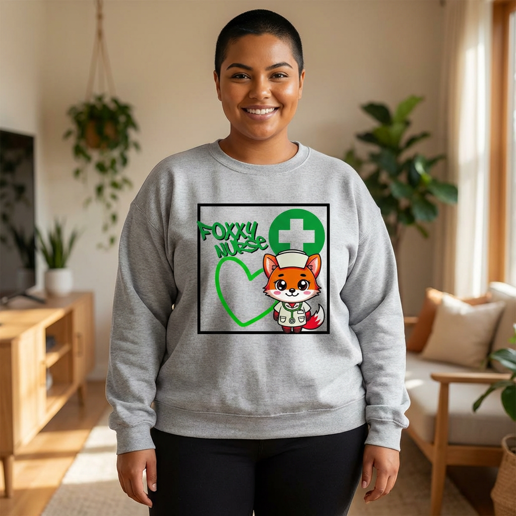 "Foxy Nurse" Medical Staff Shirt(Green)| Nurse's Long Sleeve Tee | Long Sleeve Women's Medical |