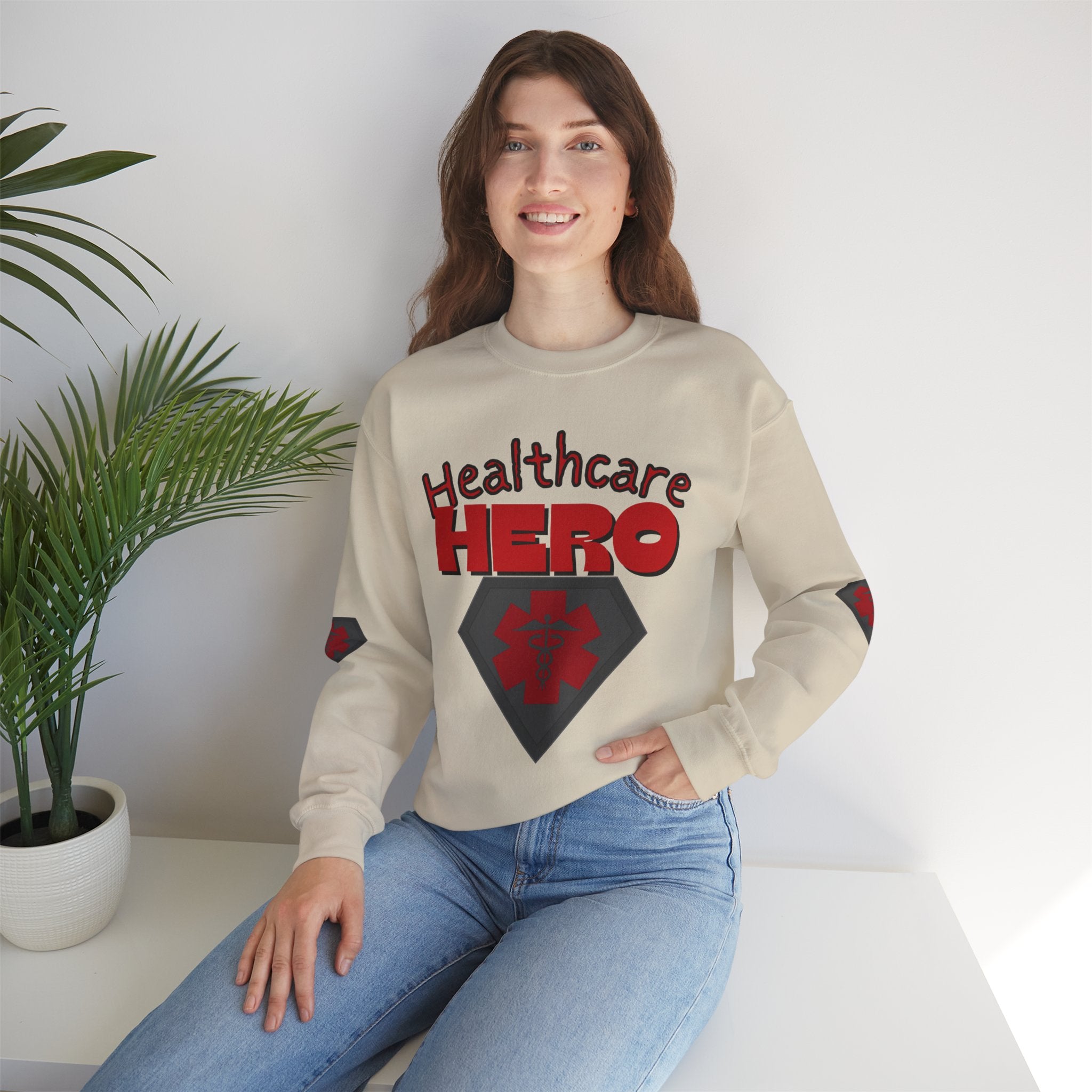 Healthcare Hero Sweatshirt(Red|Black) |  Medical Staff Appreciation Crewneck | Frontline Sweatshirt | EMS Sweater |